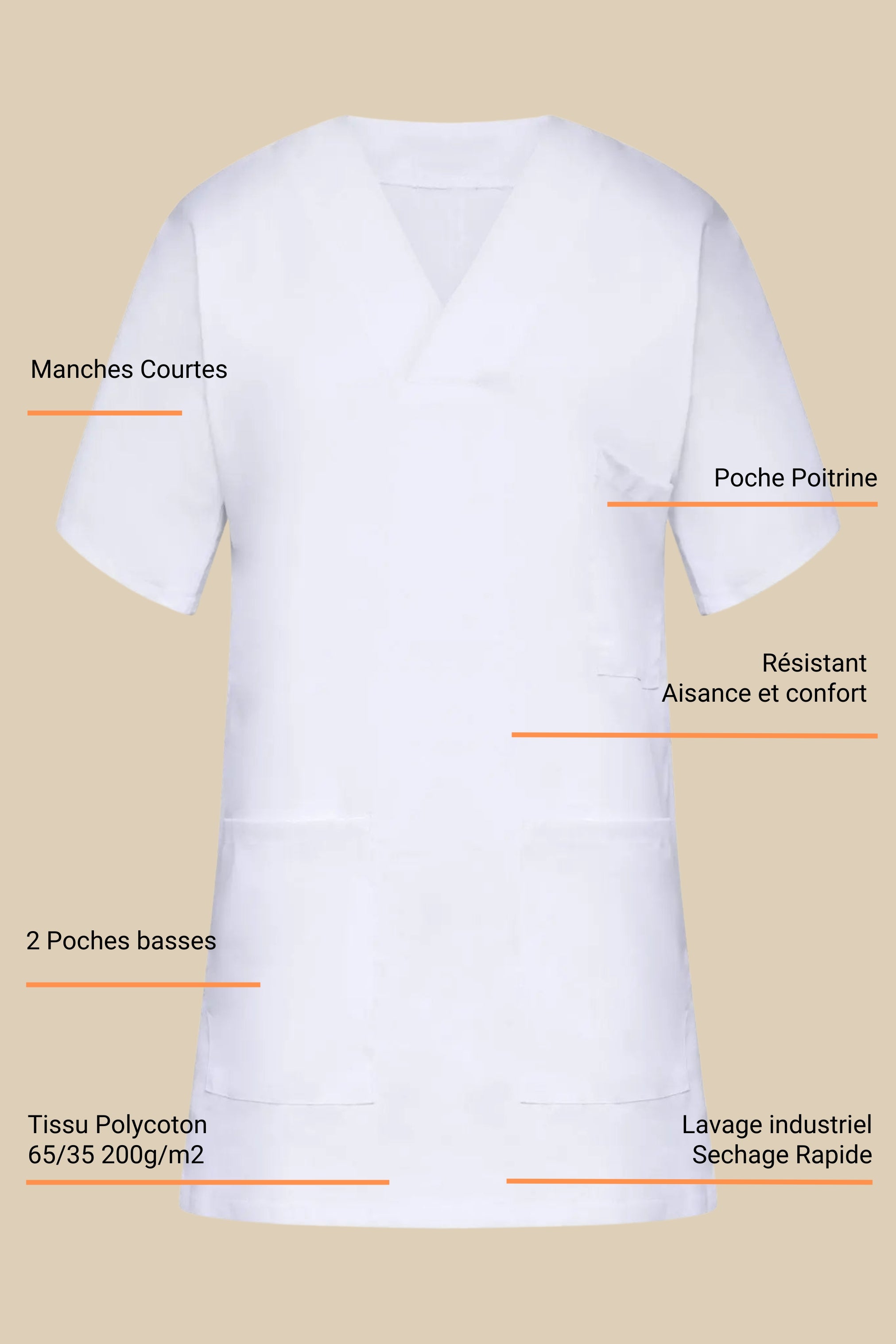 Pack de 3 tuniques médicales blanches à col V - 7797