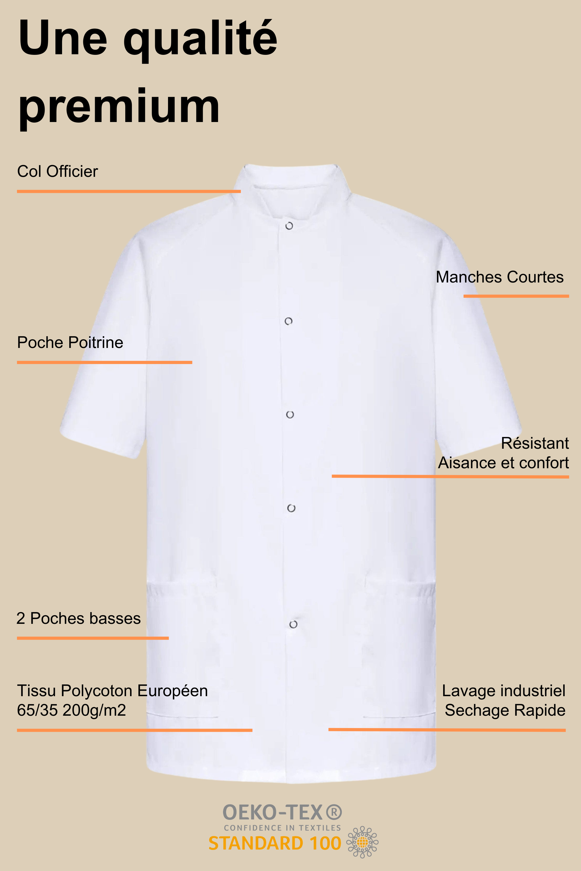 Tunique médicale femme blanche - 4642F