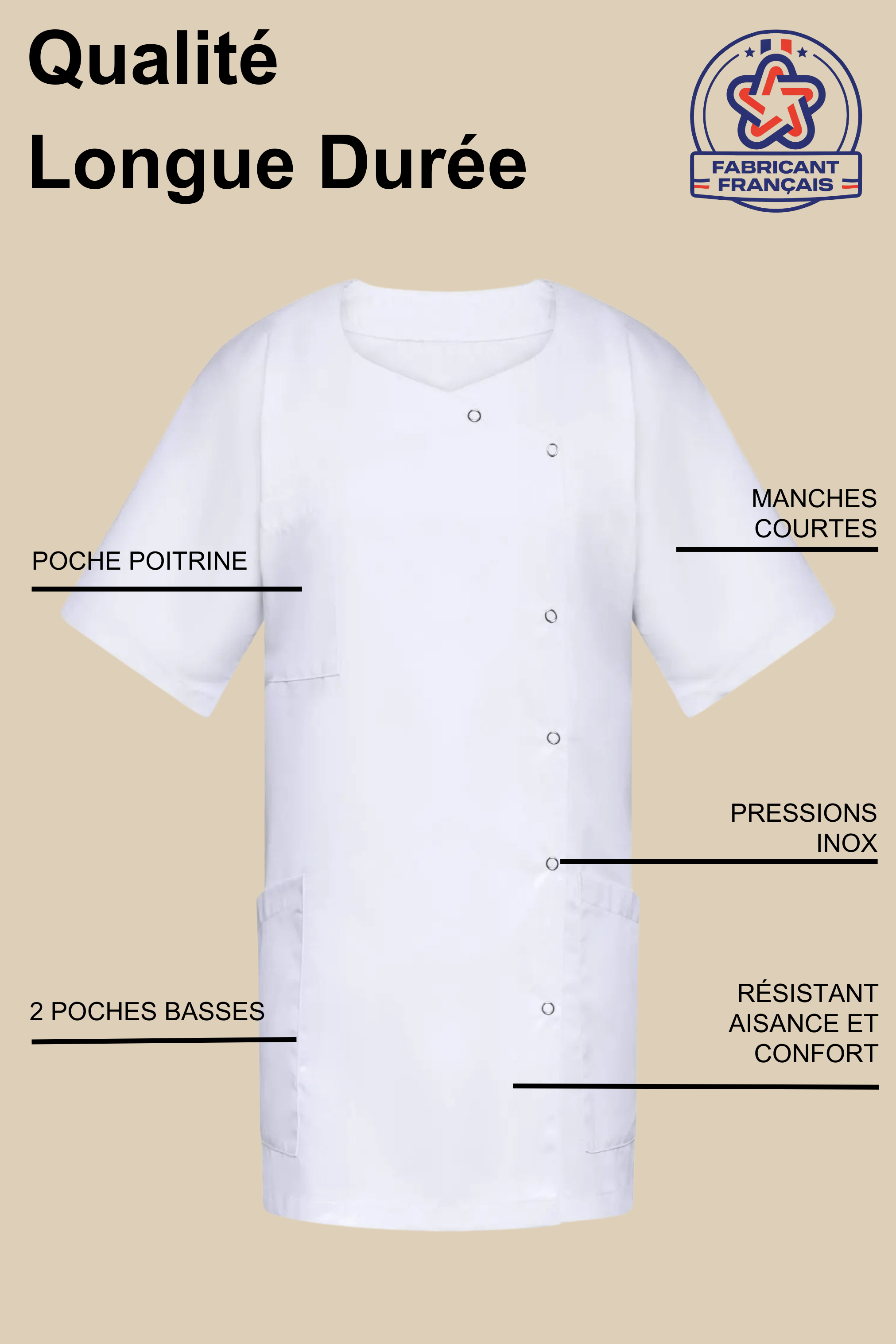 Tunique médicale femme blanche - 1666