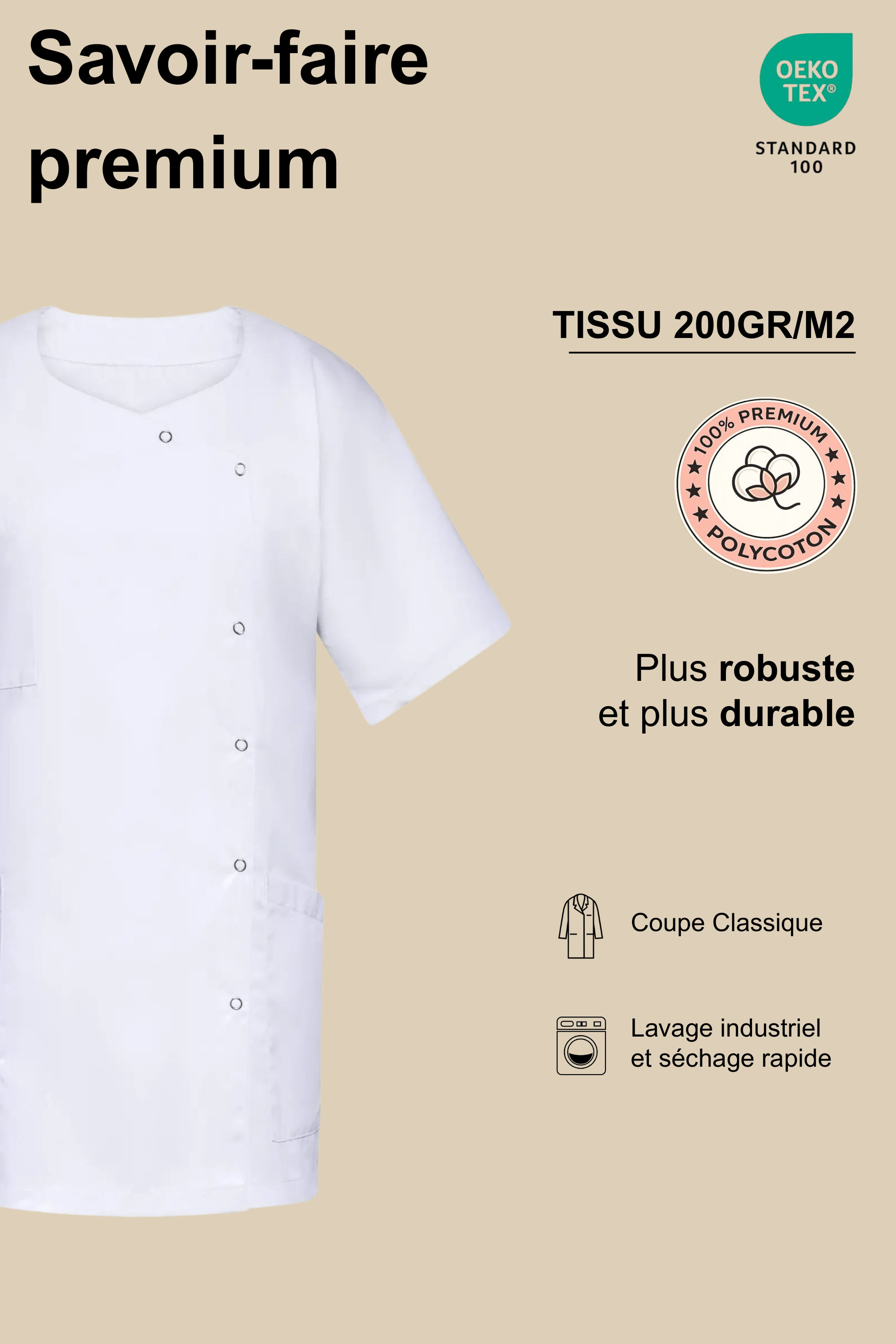 Tunique médicale femme blanche - 1666