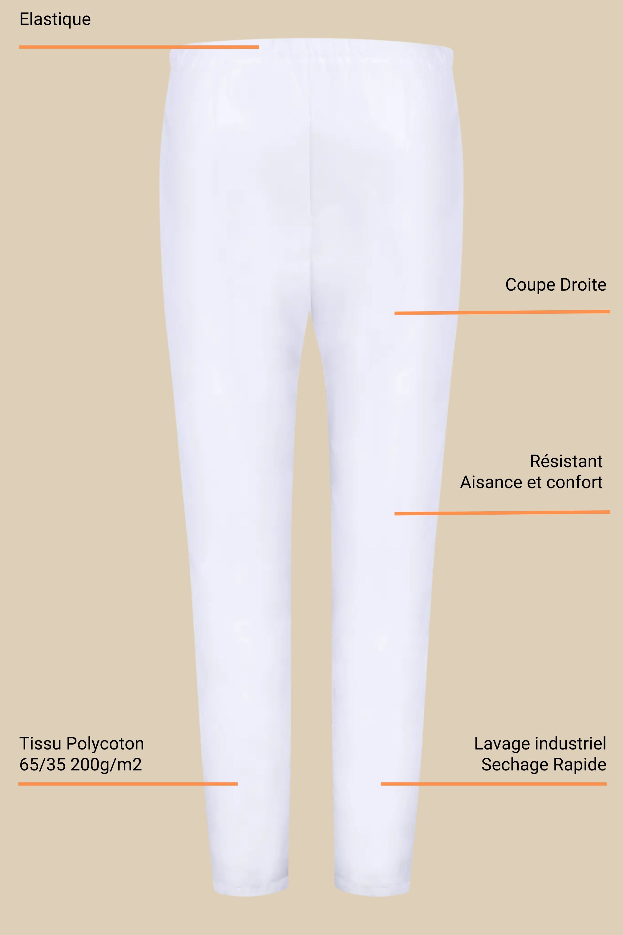 Pantalon médical Blanc mixte - 1020