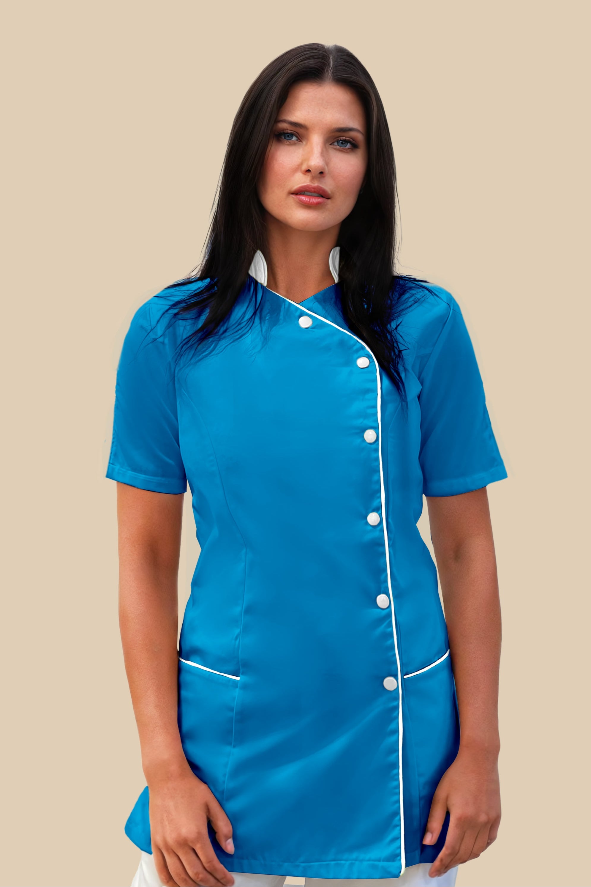 Blouse médicale femme turquoise et blanc - SILA