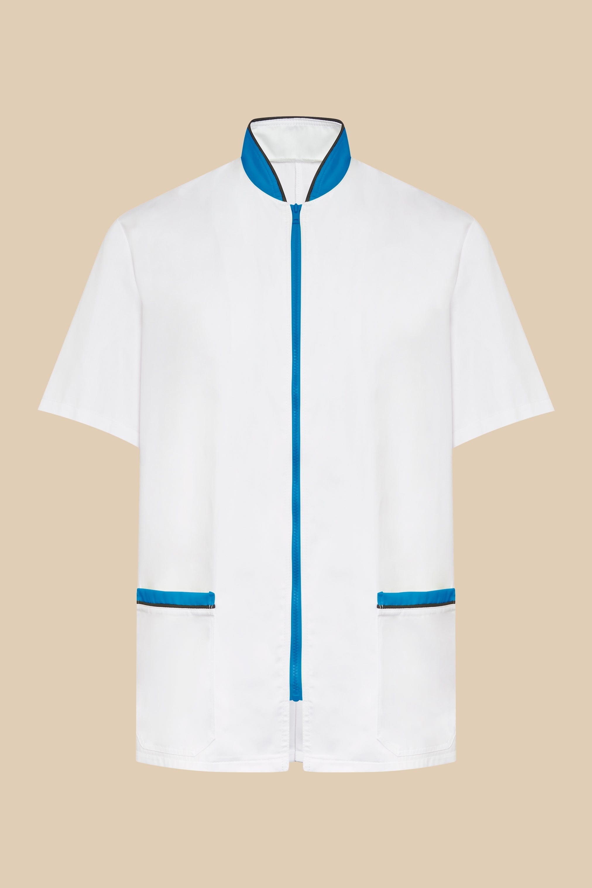 SRC Création Blouse Médicale Blouse médicale blanc et turquoise homme fermeture éclair - PRESPO
