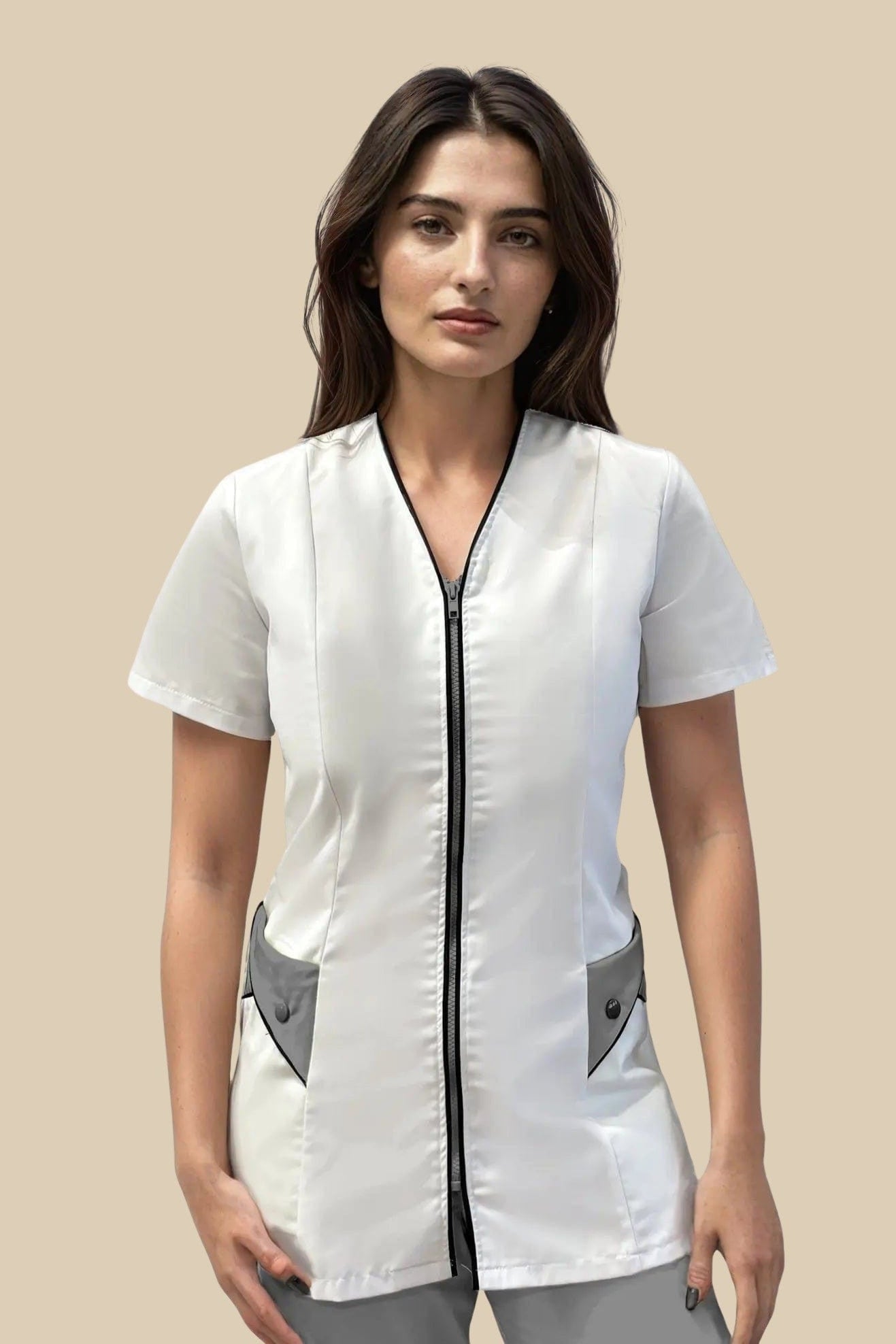 SRC Création Blouse Médicale Blouse médicale femme blanc et gris - NOLA