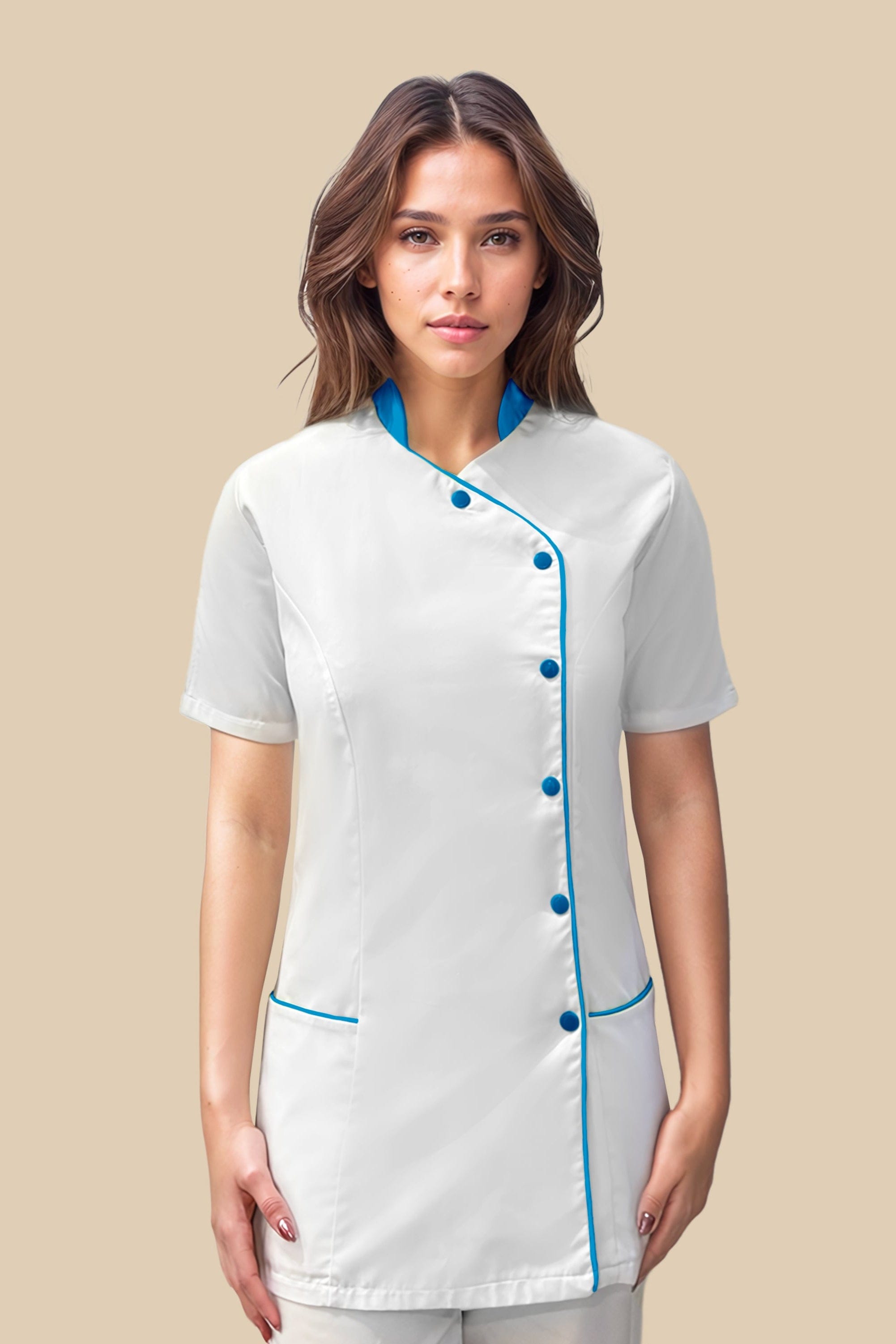 SRC Création Blouse Médicale Blouse médicale femme blanc et turquoise - SILA