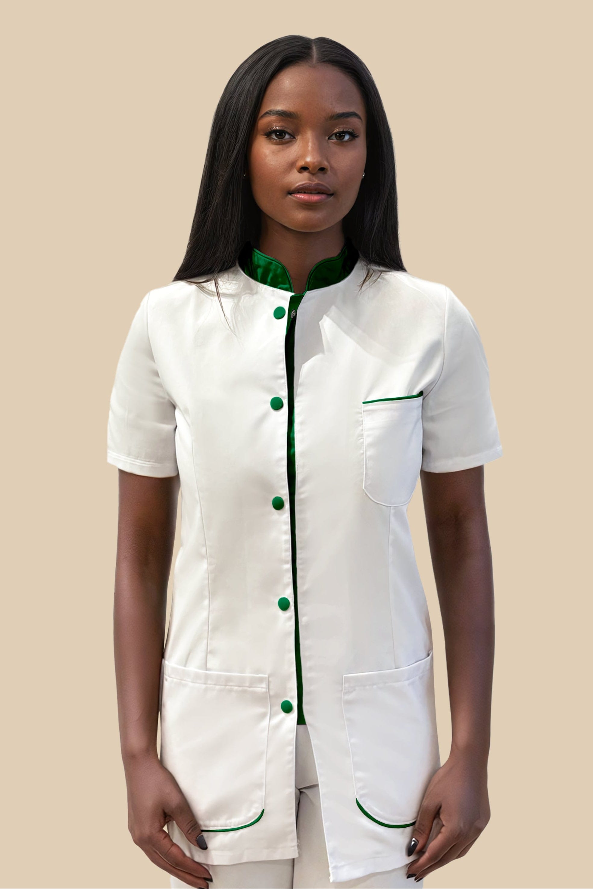 SRC Création Blouse Médicale Blouse médicale femme blanc et vert - SAANA