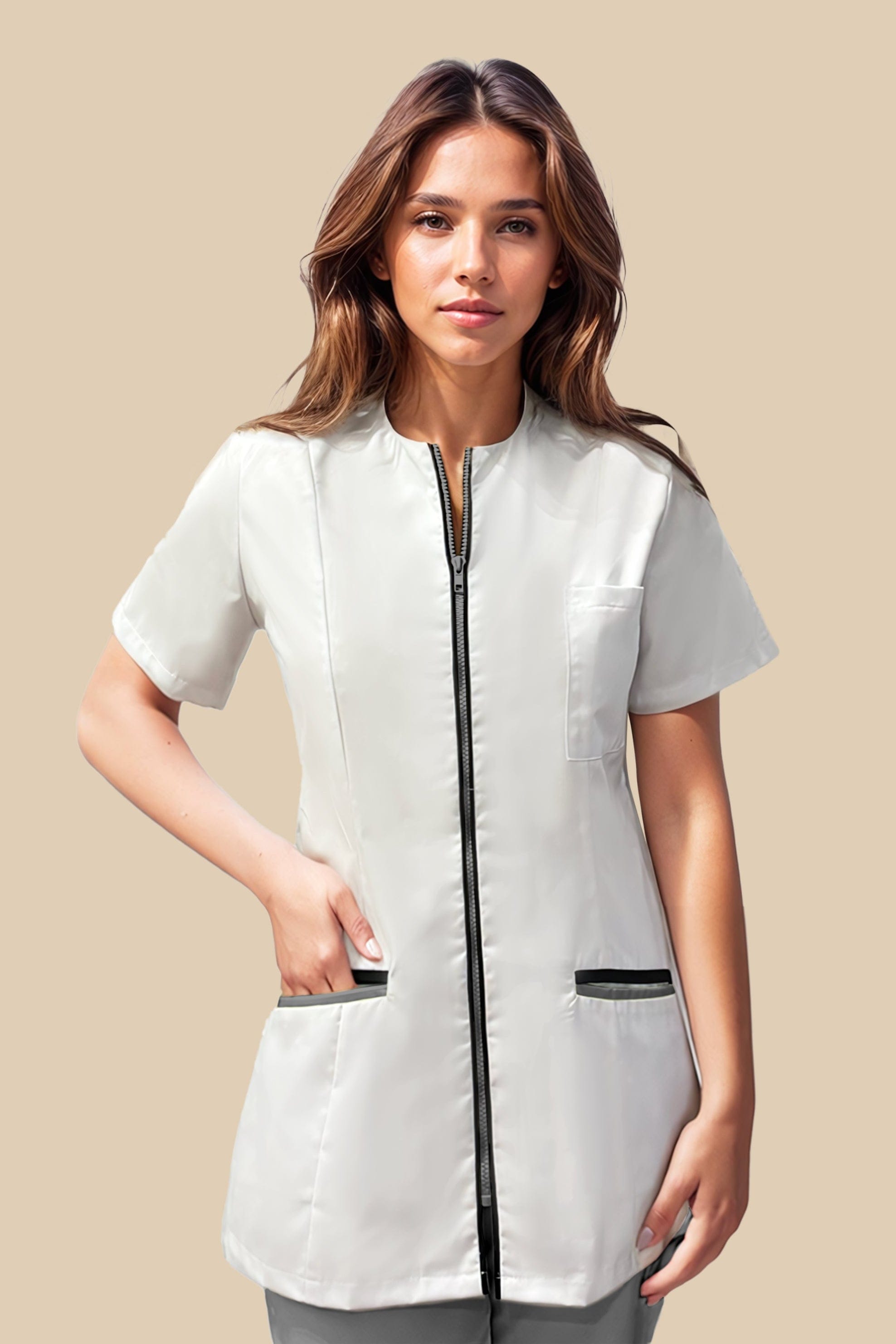 SRC Création Blouse Médicale Blouse médicale femme cintrée blanc/noir/gris - LOKKA