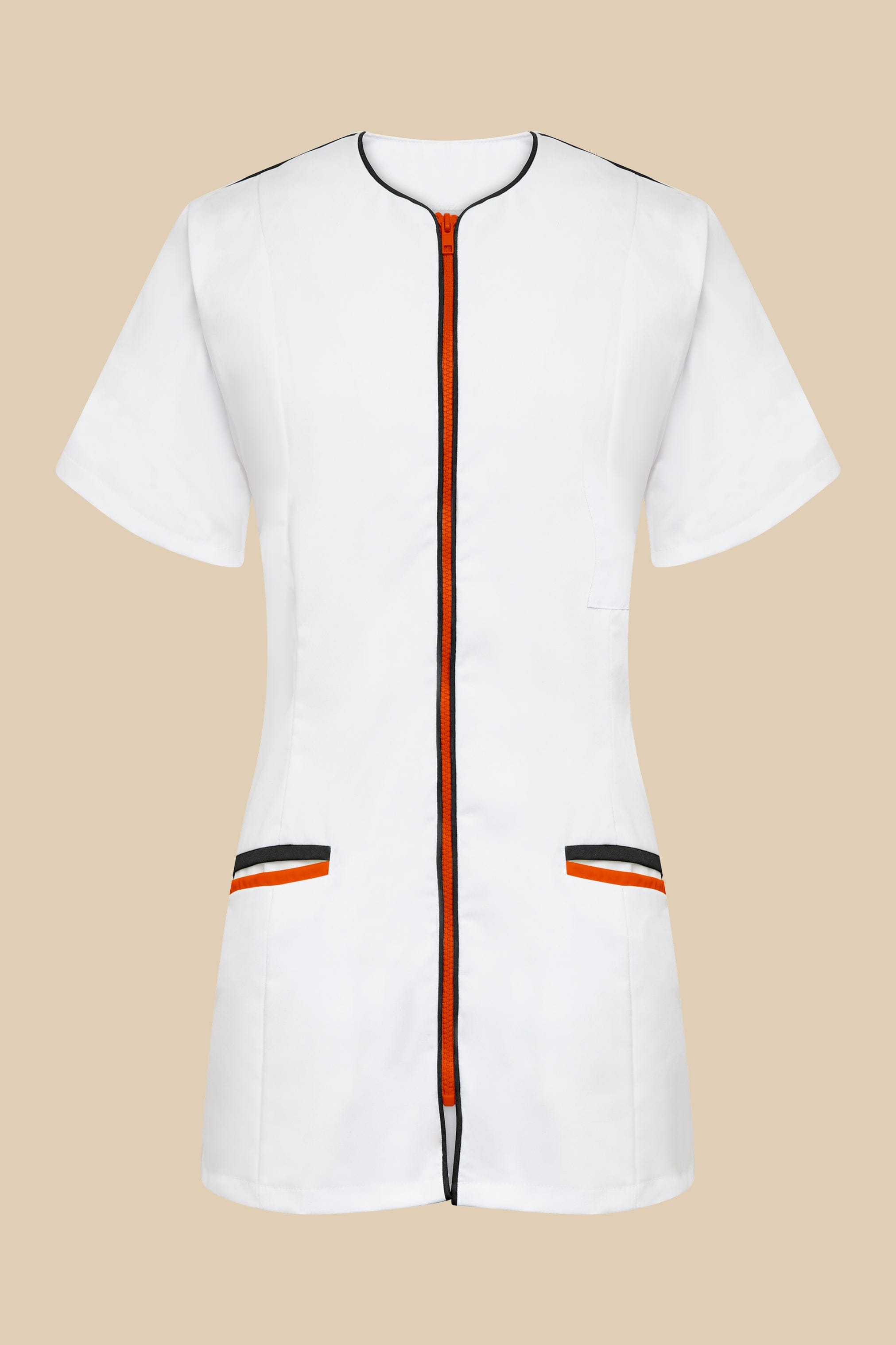 SRC Création Blouse Médicale Blouse médicale femme cintrée Blanc/Noir/Orange - LOKKA