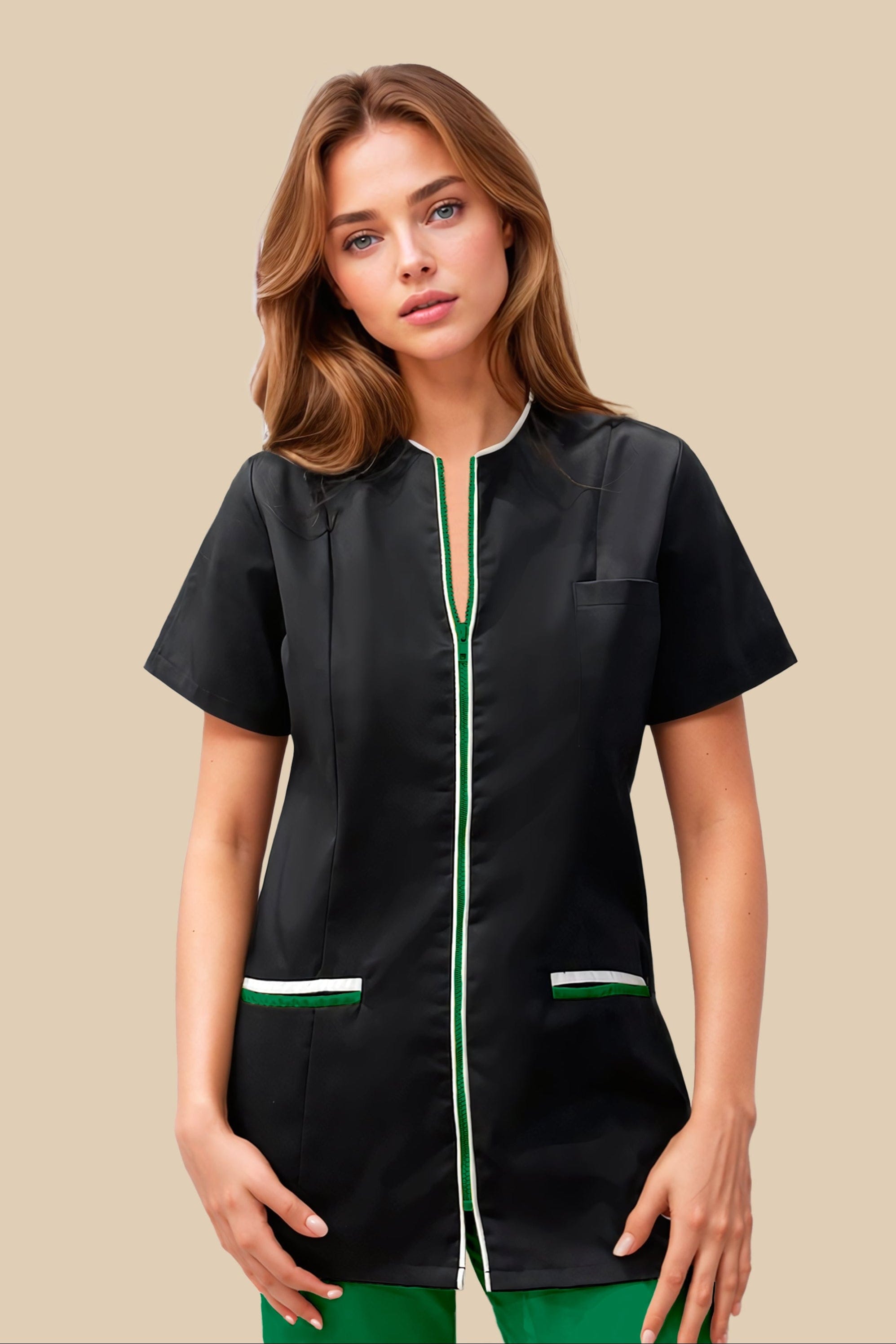 SRC Création Blouse Médicale Blouse médicale femme cintrée Noir/Blanc/Vert - LOKKA