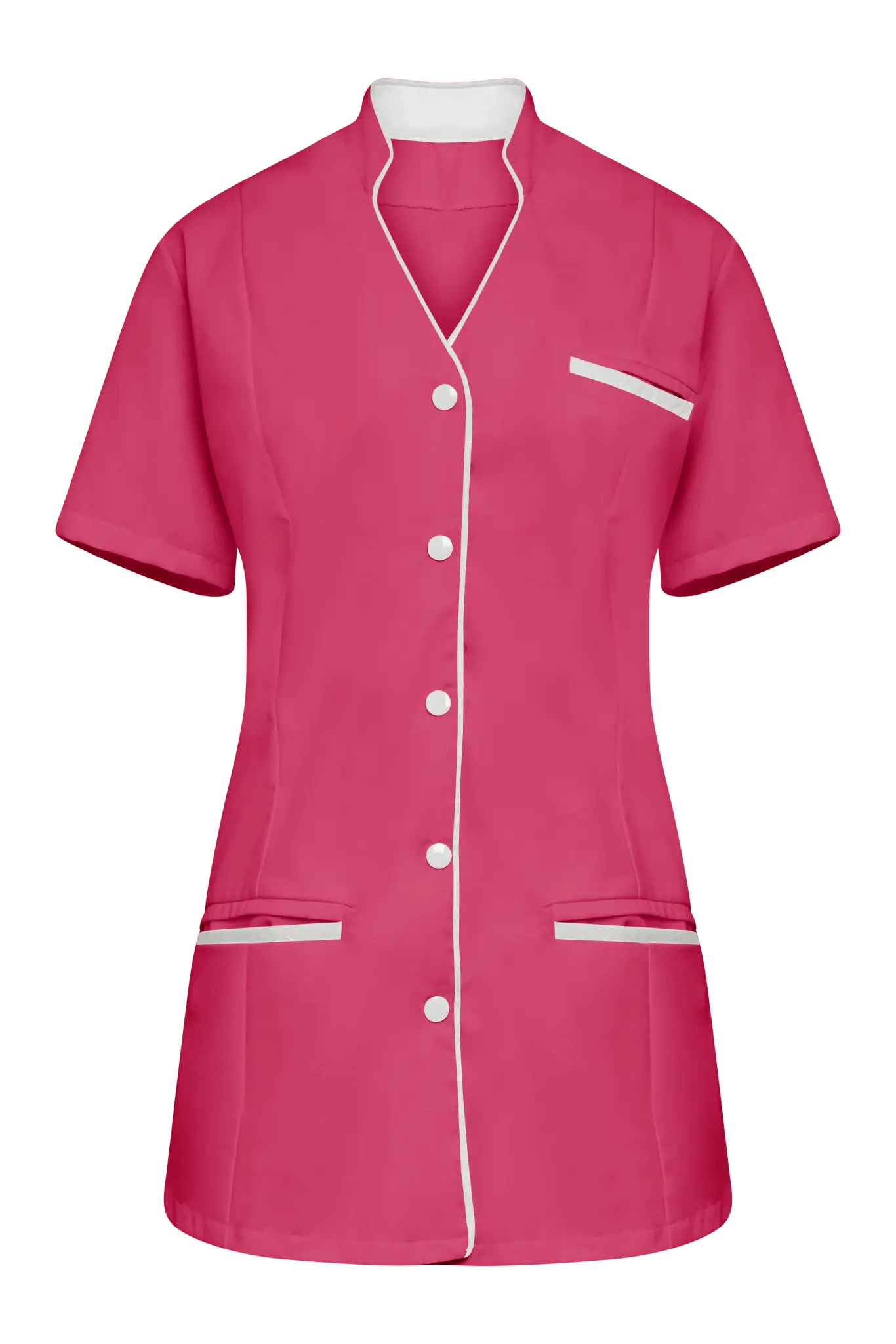 Blouse medicale pour femme avec col en V fuchsia et blanc