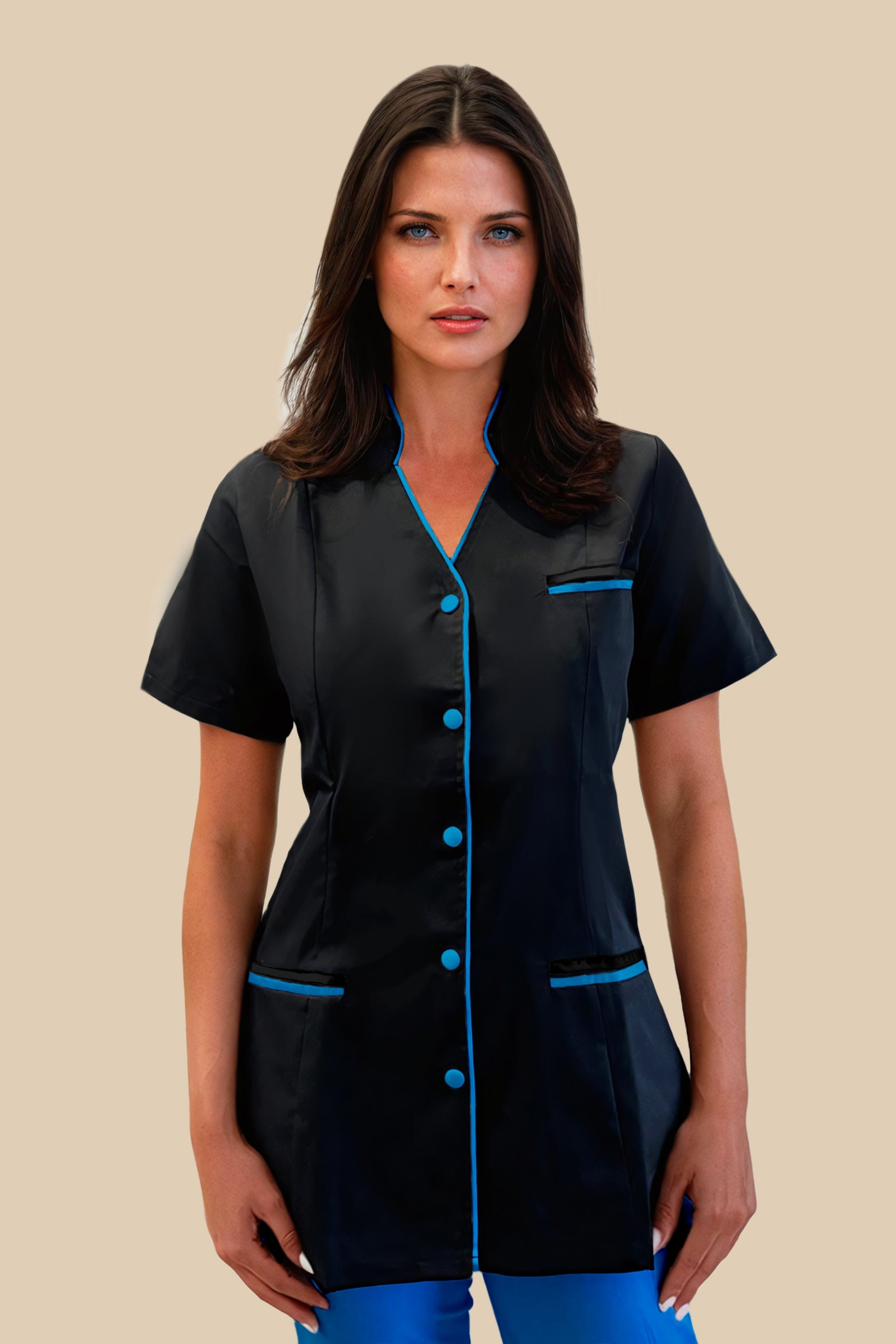 SRC Création Blouse Médicale Blouse médicale femme col V noir et turquoise - KOSA