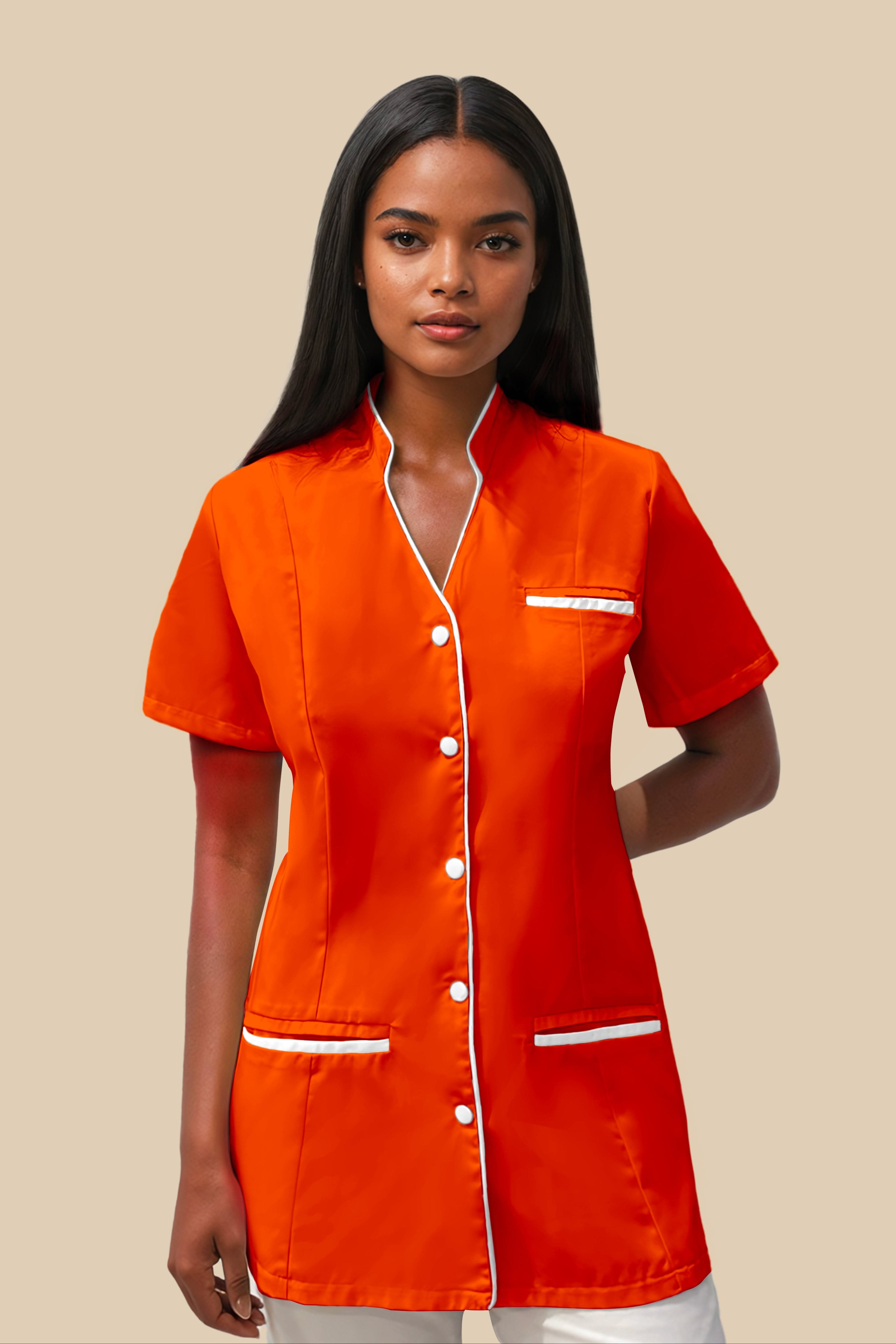 SRC Création Blouse Médicale Blouse médicale femme col V orange et blanc - KOSA