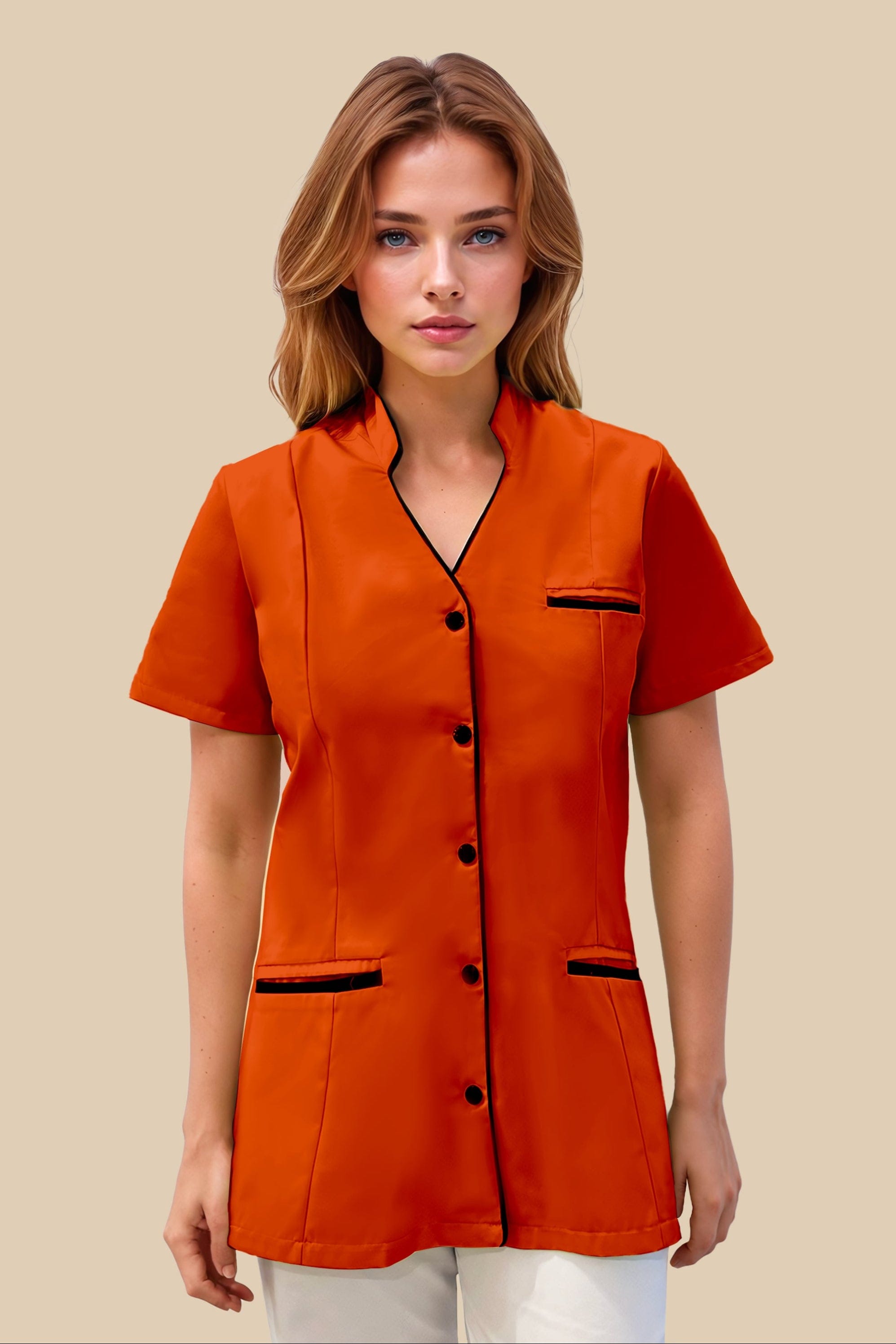 SRC Création Blouse Médicale Blouse médicale femme col V orange et noir - KOSA