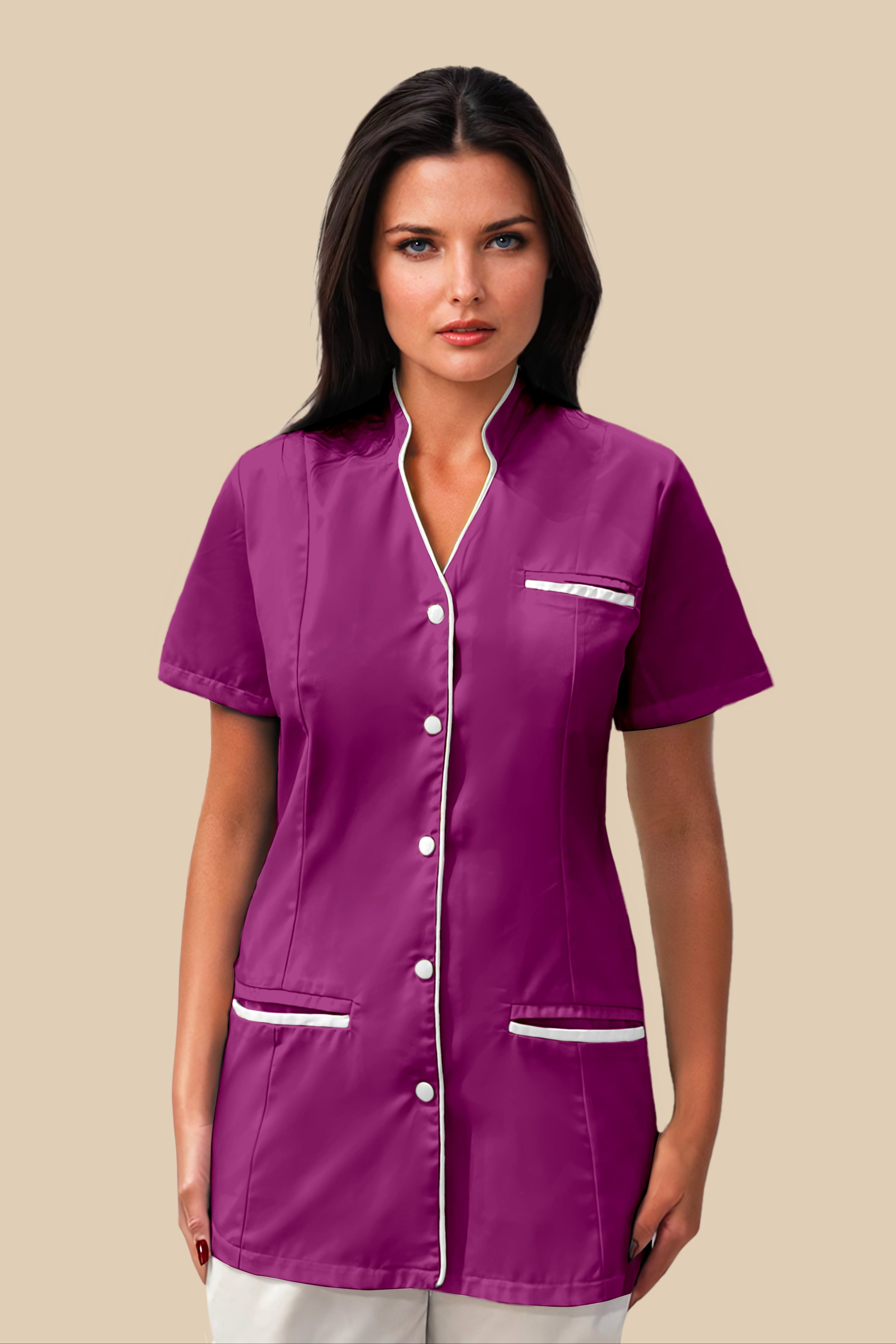 SRC Création Blouse Médicale Blouse médicale femme col V prune et blanc - KOSA