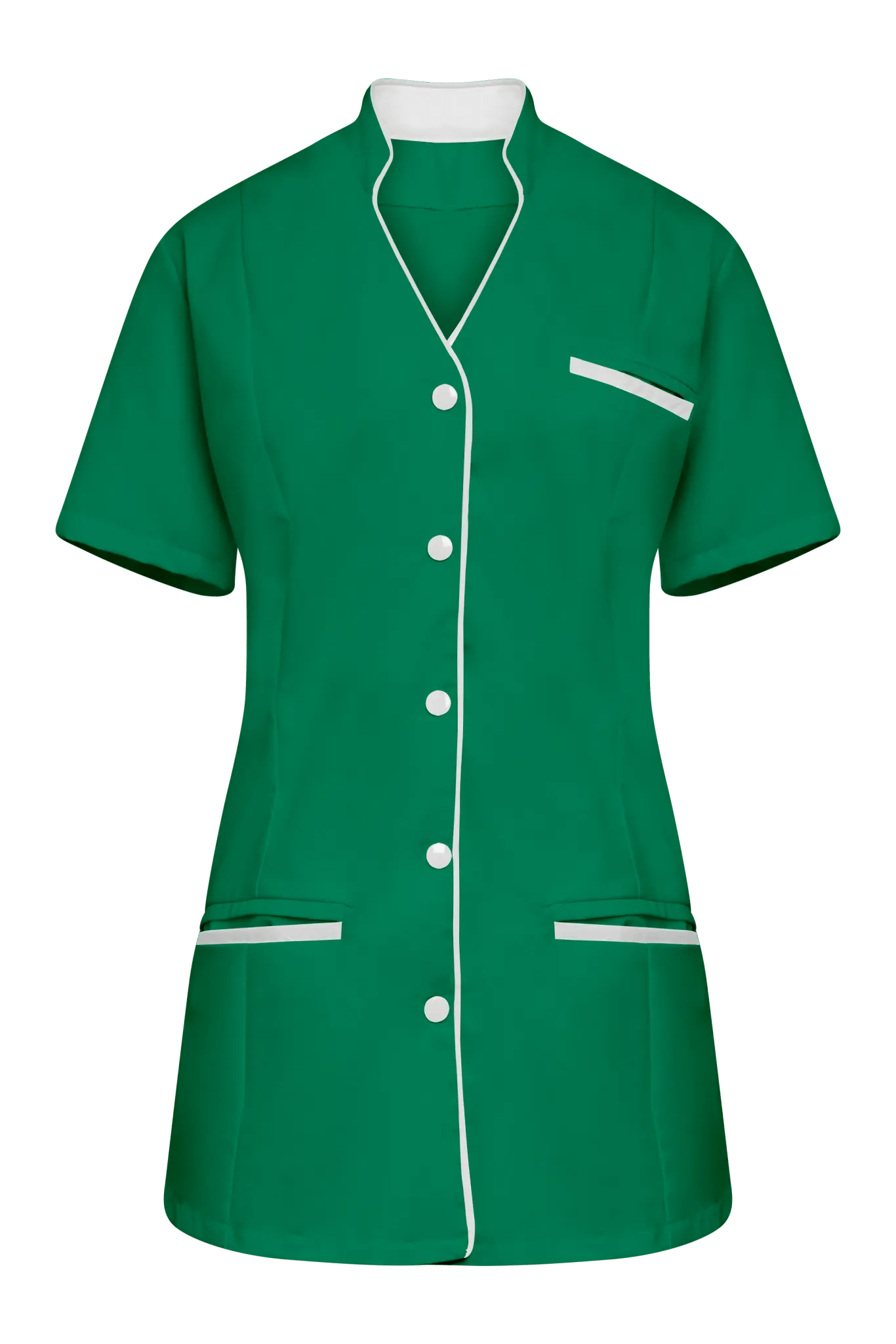 Blouse medicale pour femme avec col en V vert et blanc