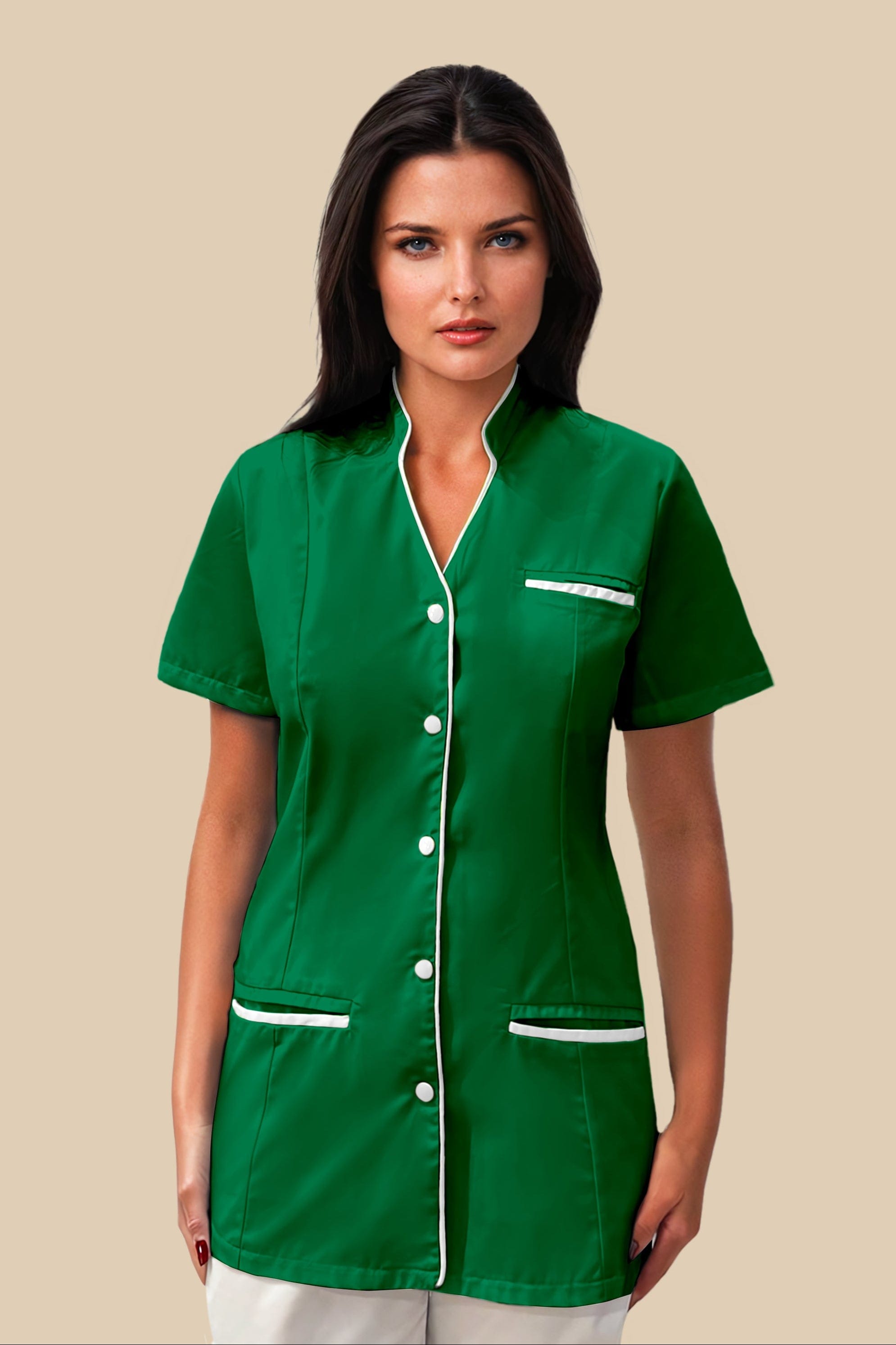SRC Création Blouse Médicale Blouse médicale femme col V vert et blanc - KOSA
