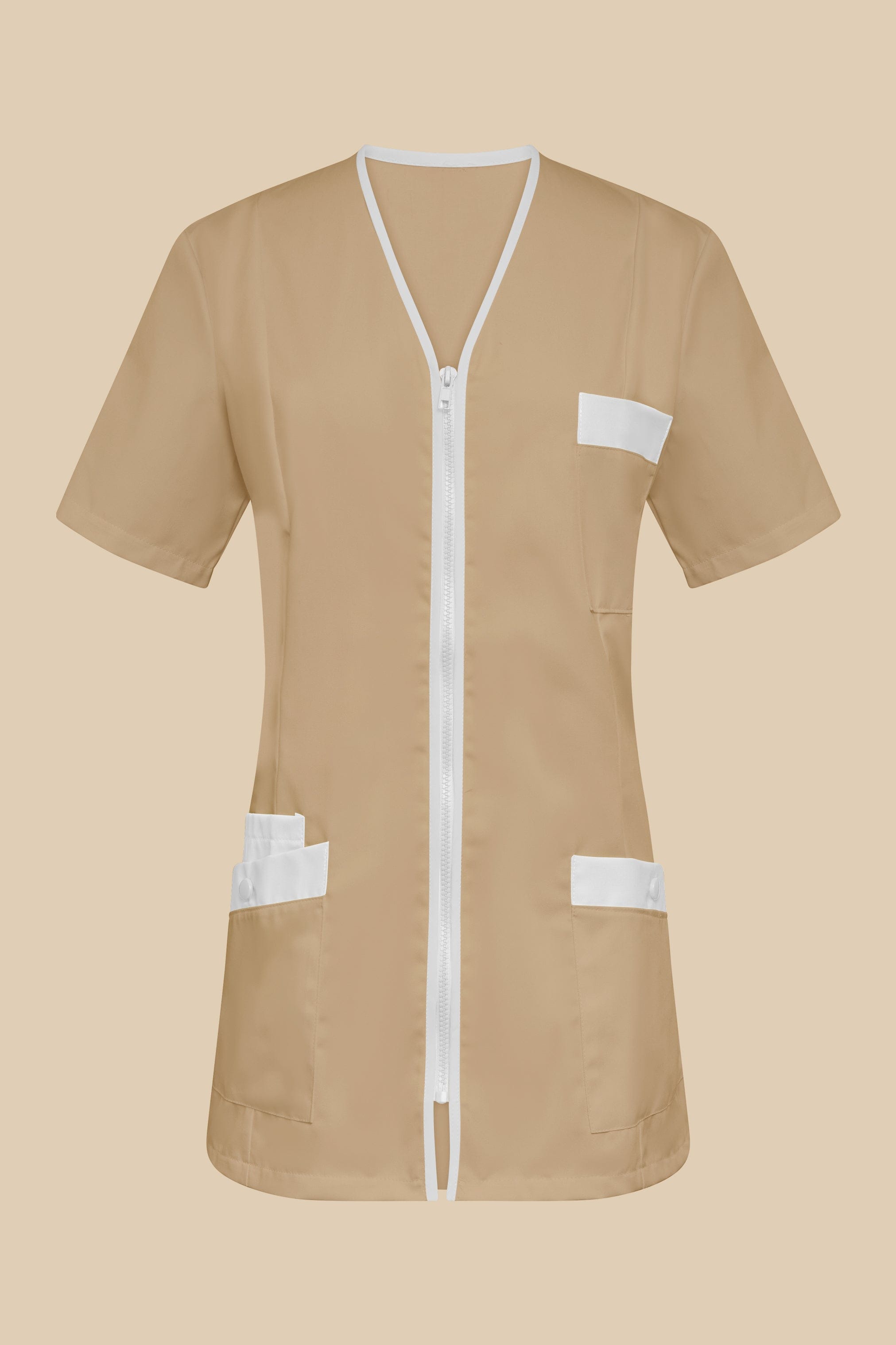 SRC Création Blouse Médicale Blouse médicale femme fermeture éclair biscuit et blanc - ISKA