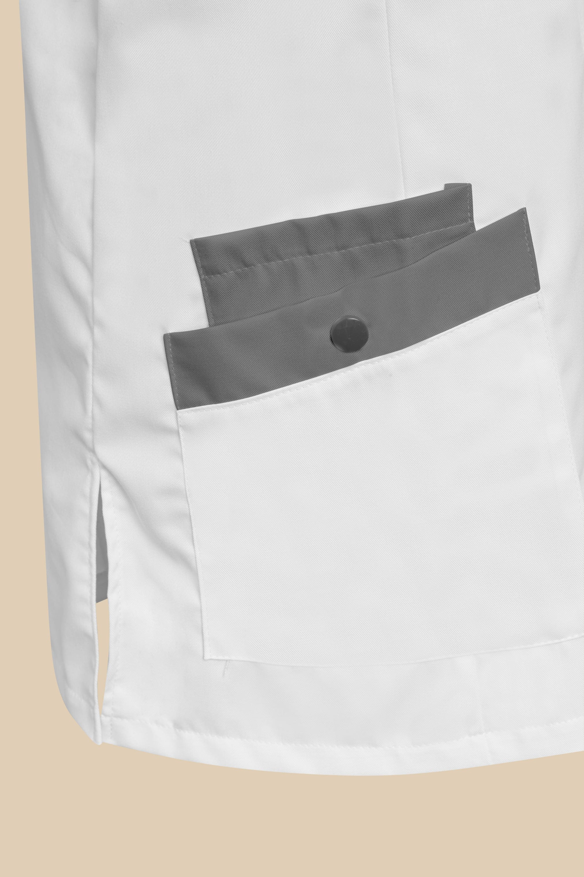 SRC Création Blouse Médicale Blouse médicale femme fermeture éclair blanc et gris - ISKA