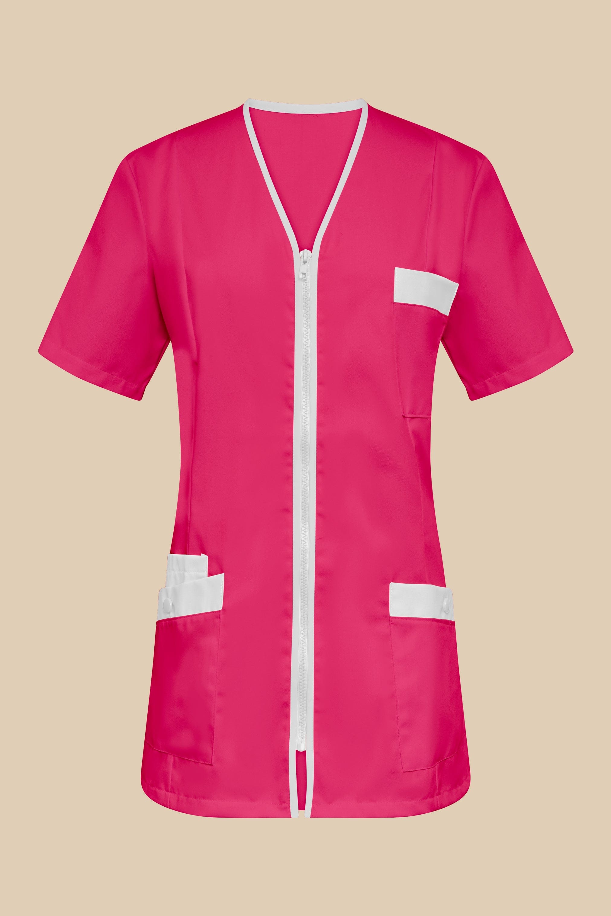 SRC Création Blouse Médicale Blouse médicale femme fermeture éclair fuchsia et blanc - ISKA