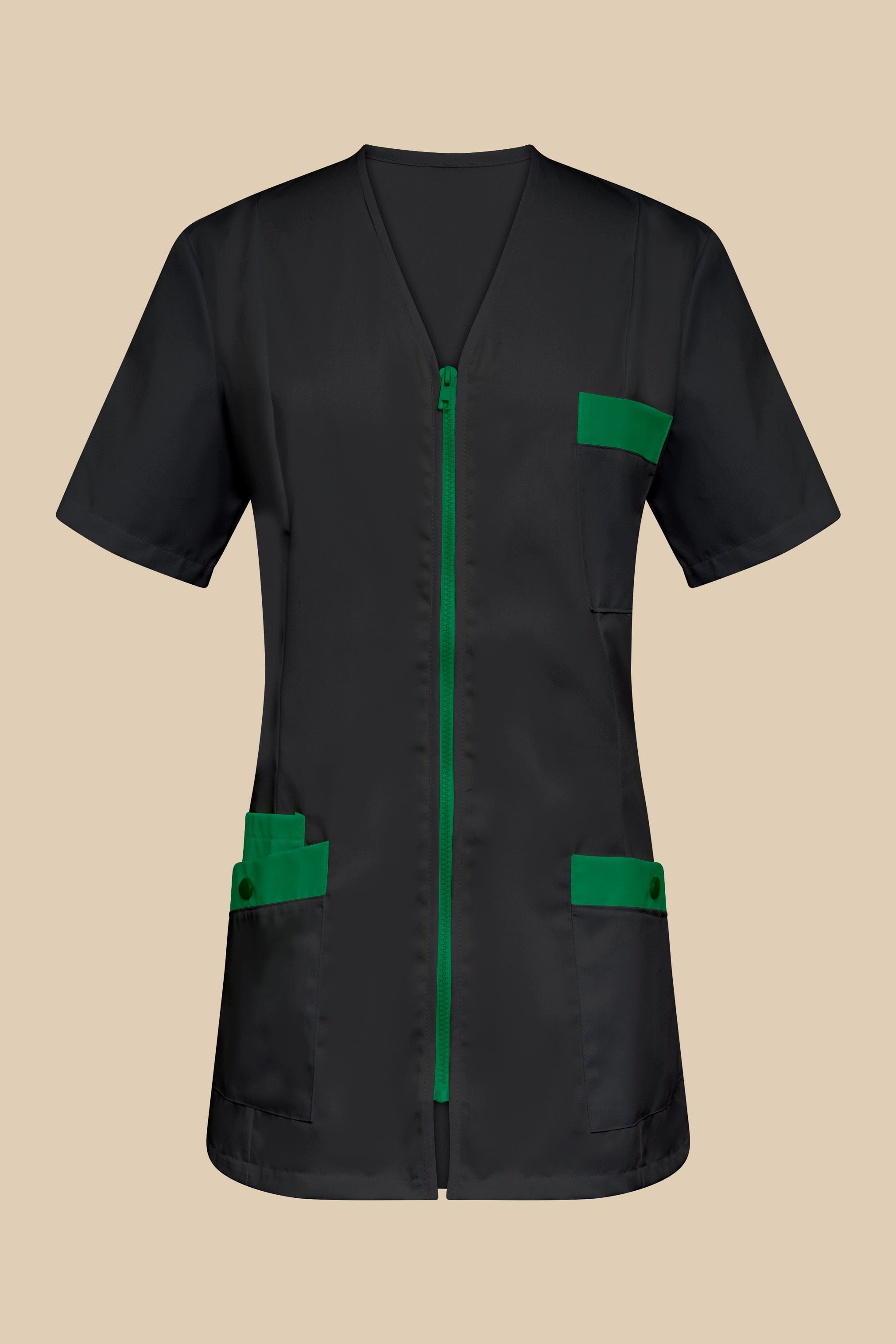 SRC Création Blouse Médicale Blouse médicale femme fermeture éclair noir et vert - ISKA