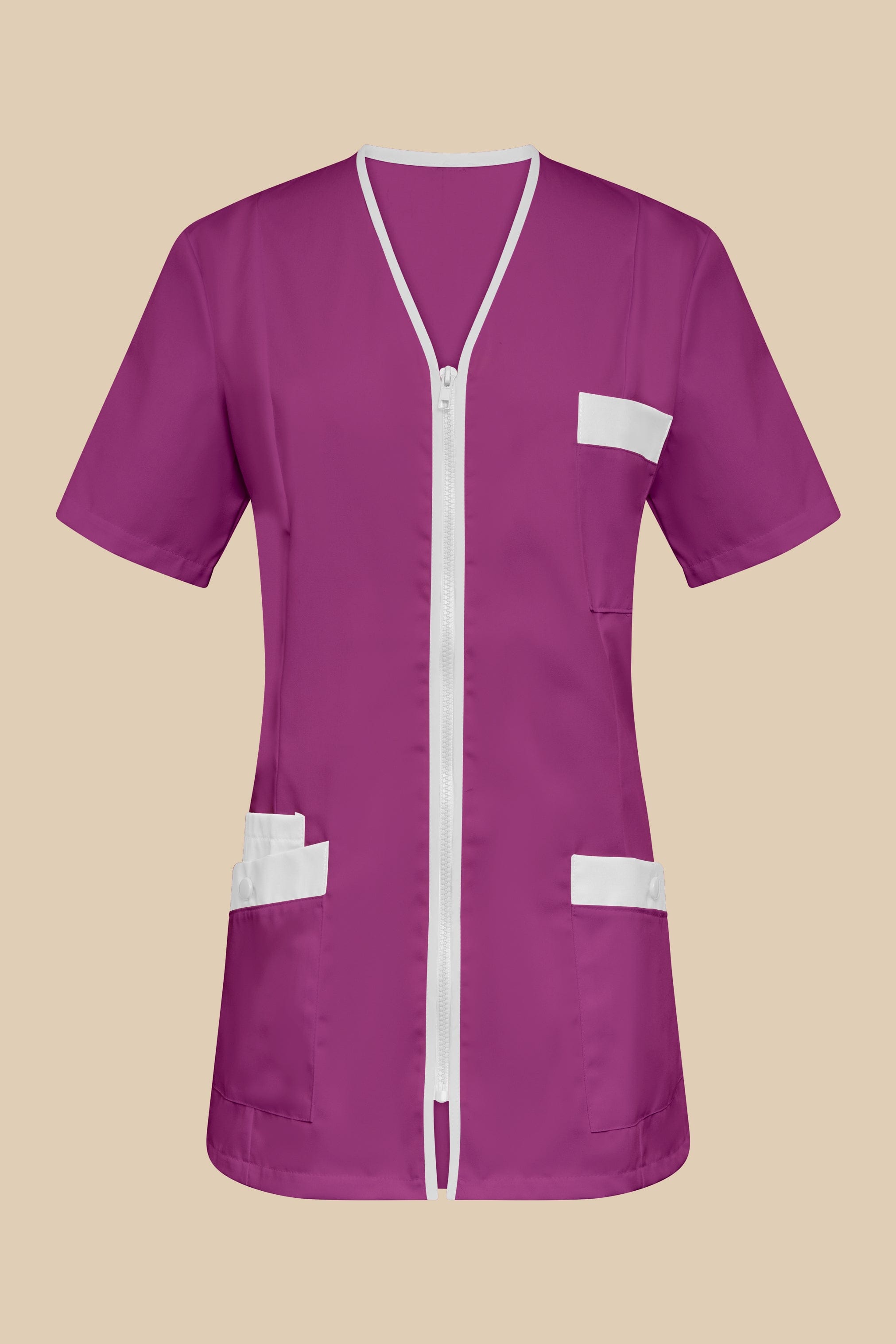 SRC Création Blouse Médicale Blouse médicale femme fermeture éclair prune et blanc - ISKA