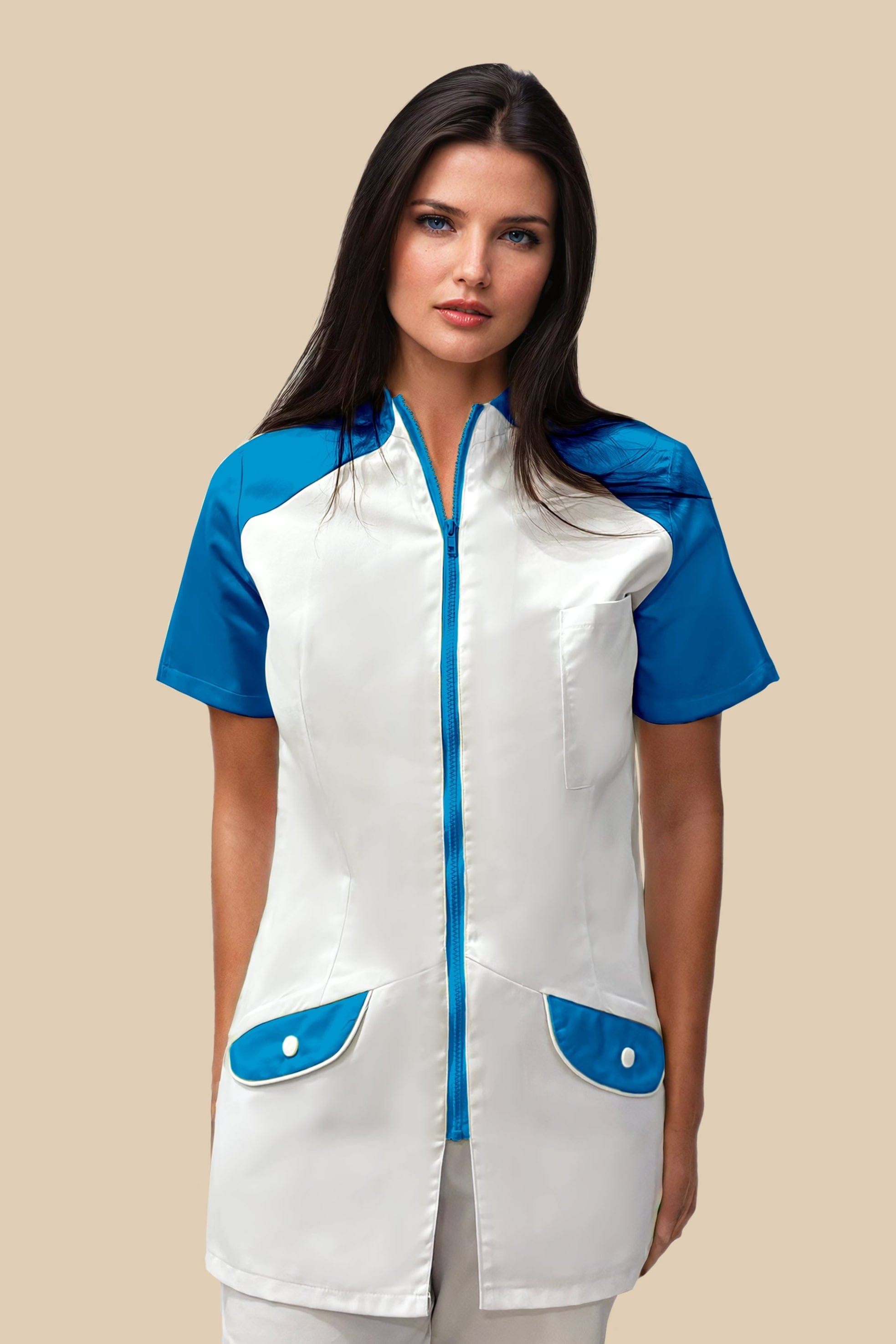SRC Création Blouse Médicale Blouse médicale femme originale blanc et turquoise - ALMA