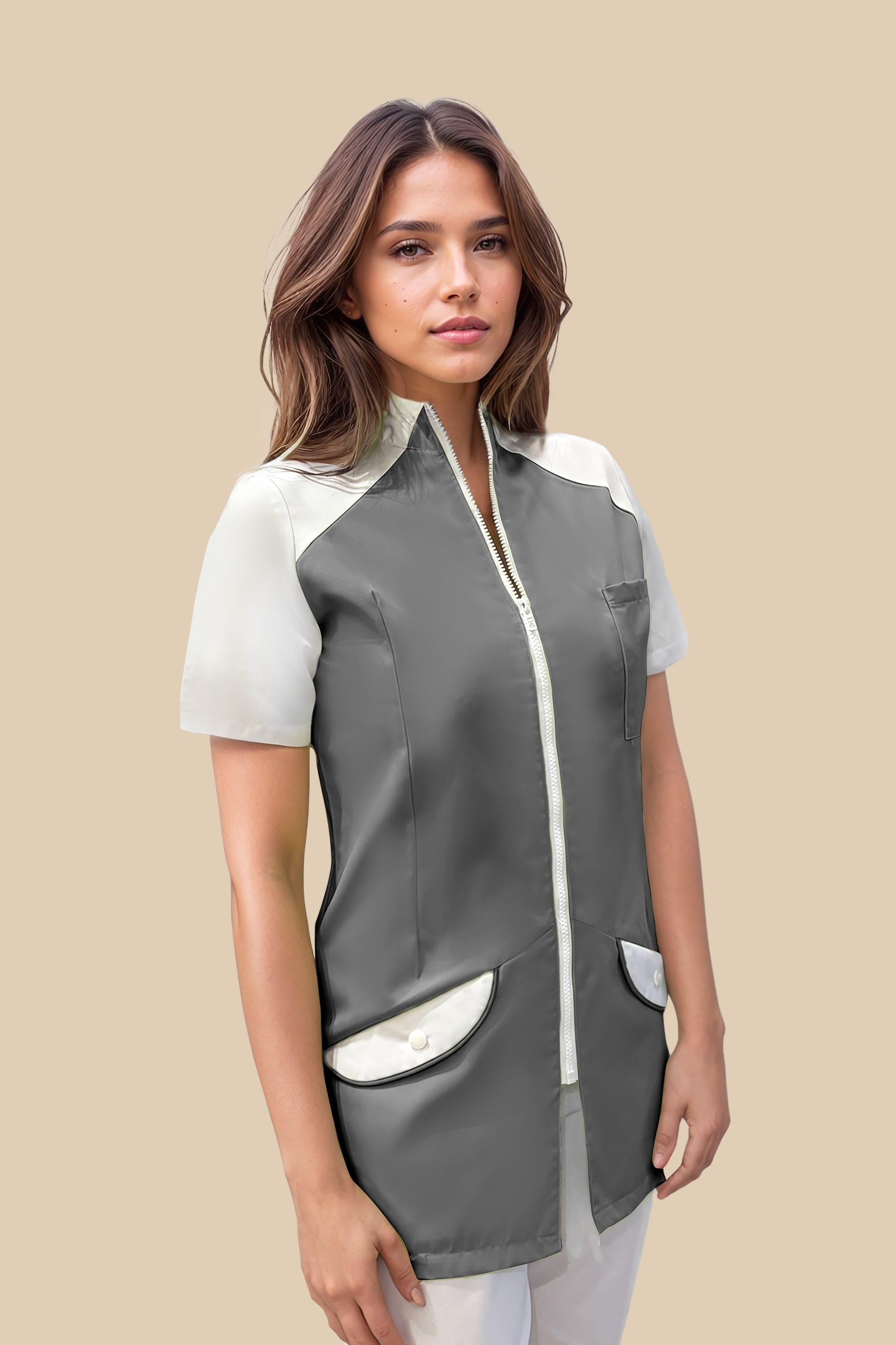 SRC Création Blouse Médicale Blouse médicale femme originale gris et blanc - ALMA