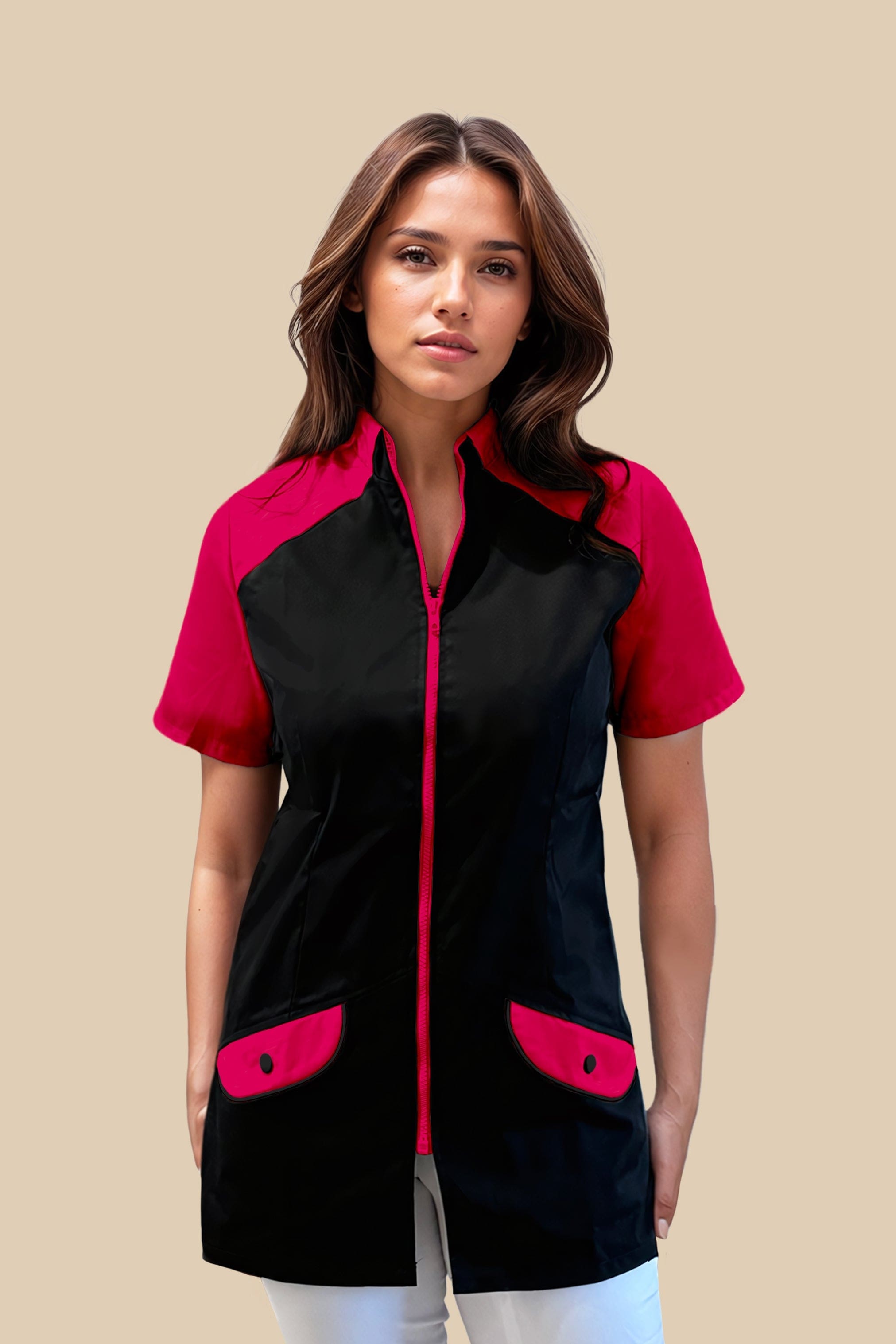 SRC Création Blouse Médicale Blouse médicale femme originale noir et fuchsia - ALMA