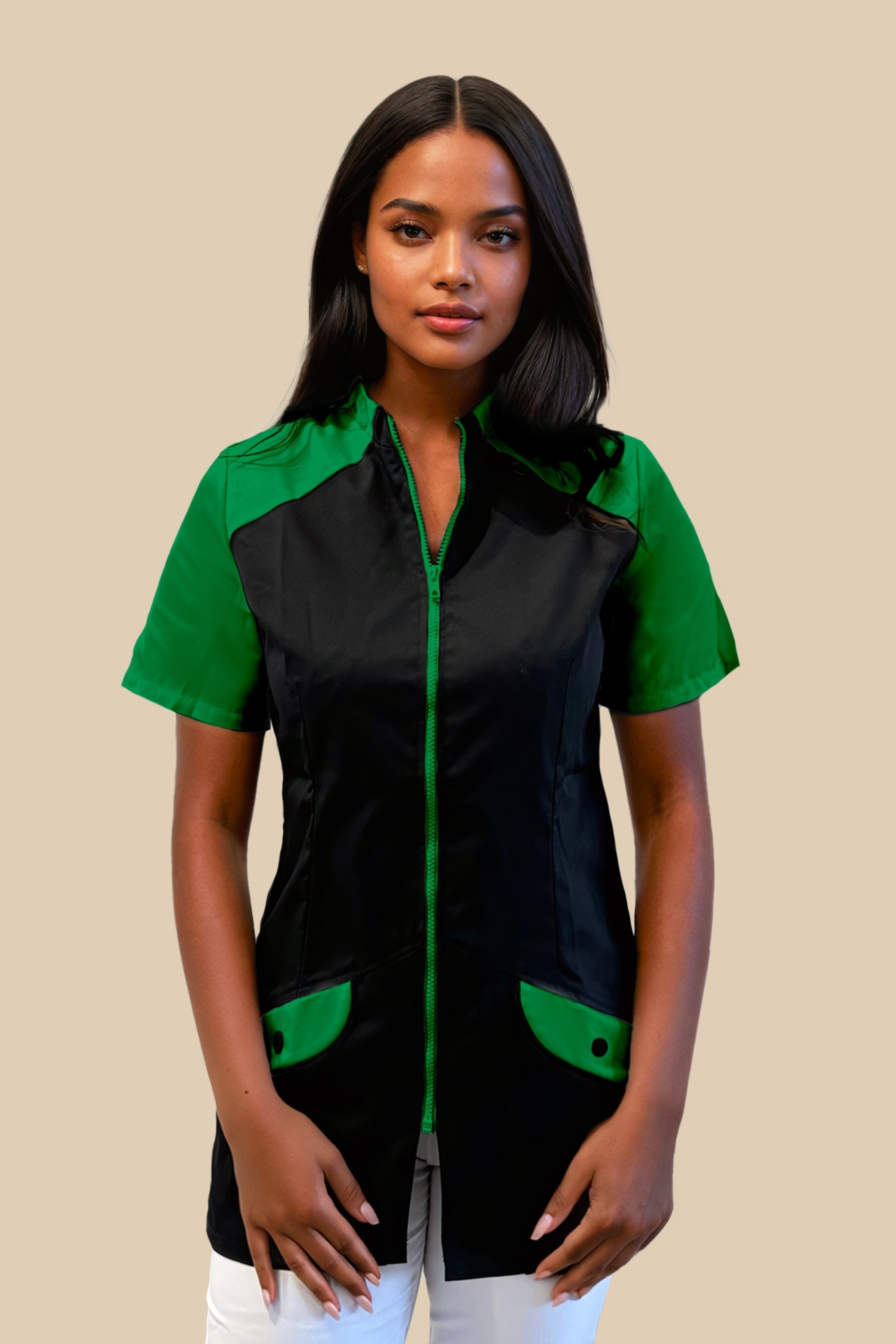 SRC Création Blouse Médicale Blouse médicale femme originale noir et vert - ALMA