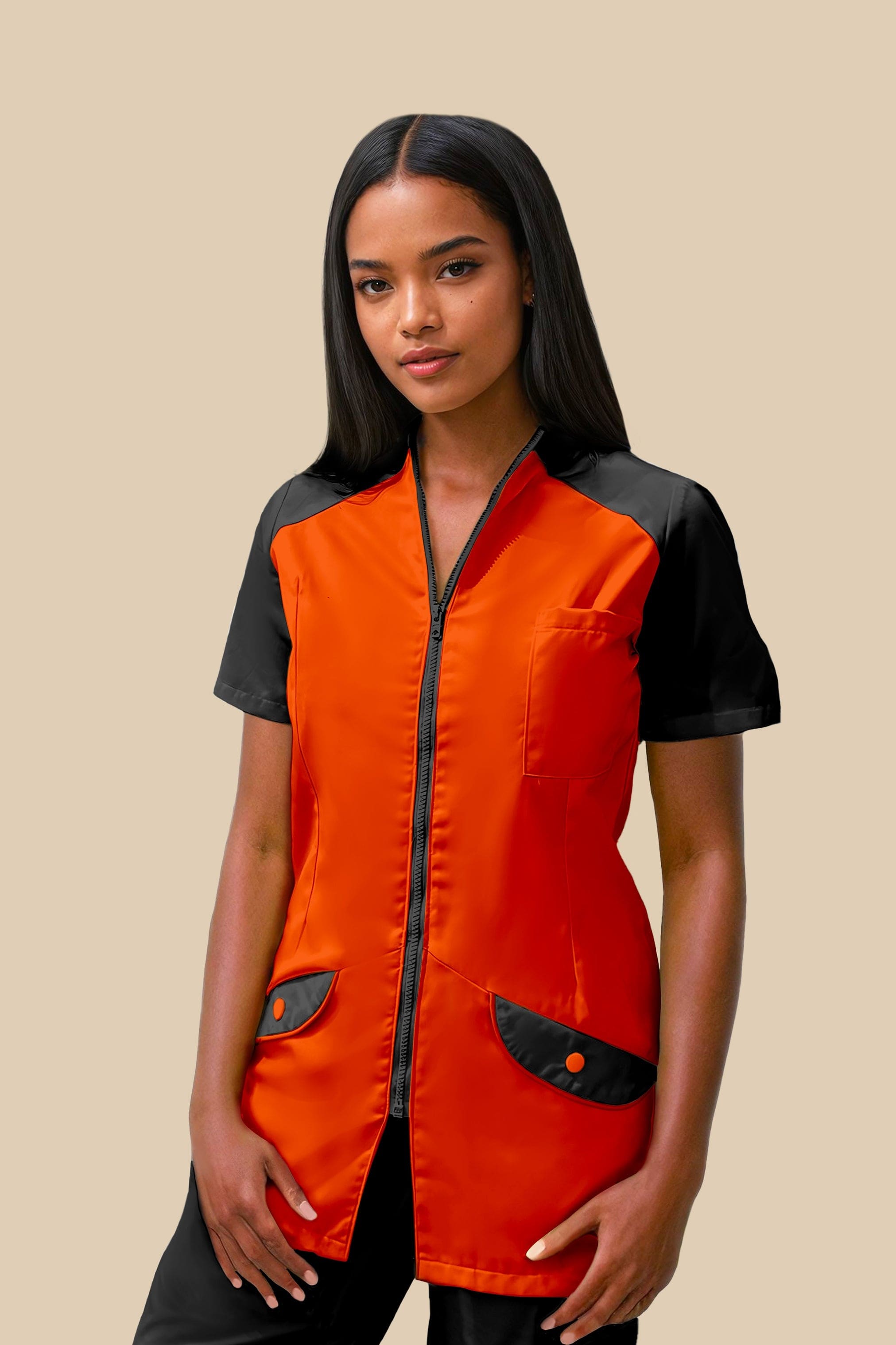 SRC Création Blouse Médicale Blouse médicale femme originale orange et noir - ALMA