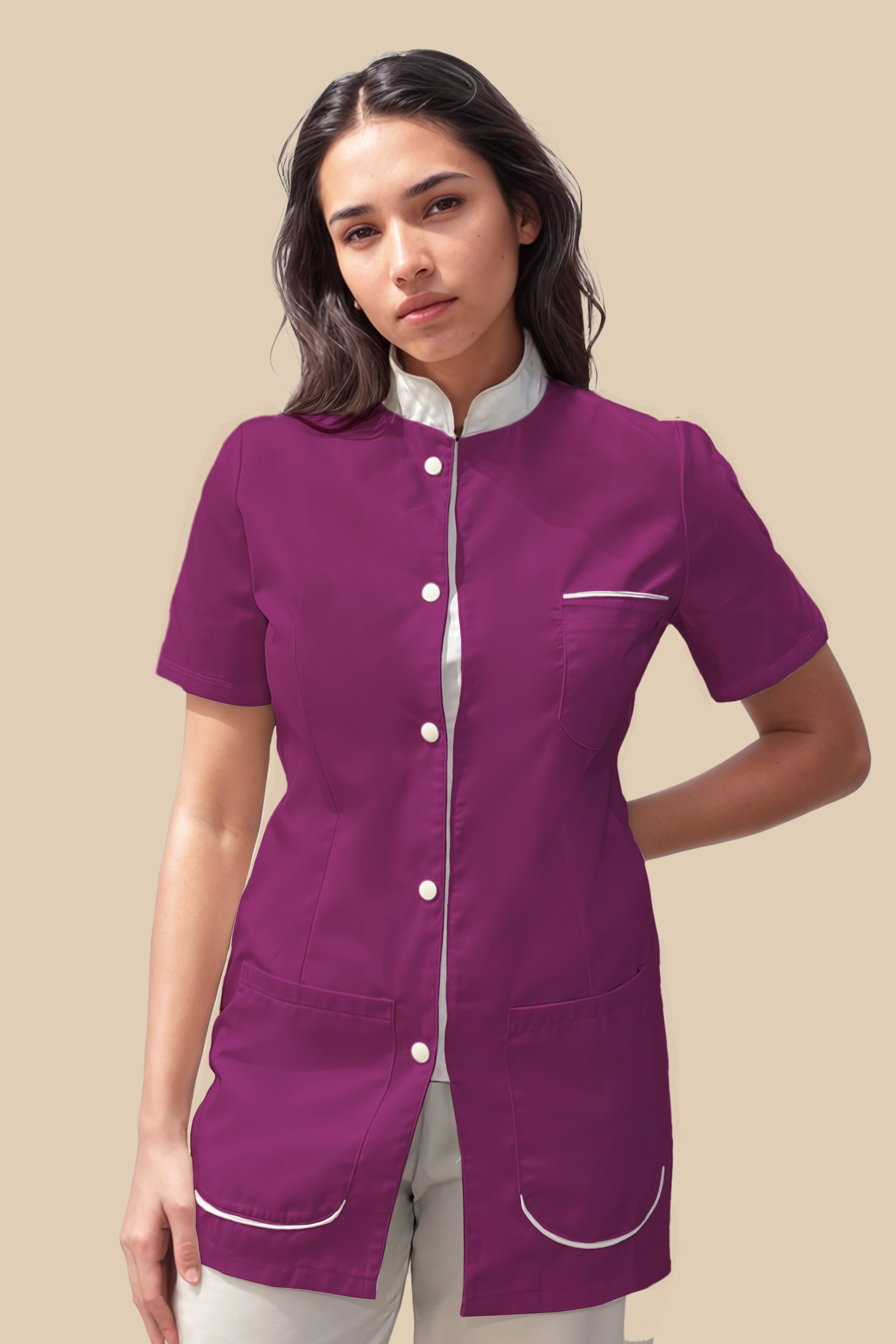 SRC Création Blouse Médicale Blouse médicale femme prune et blanc - SAANA