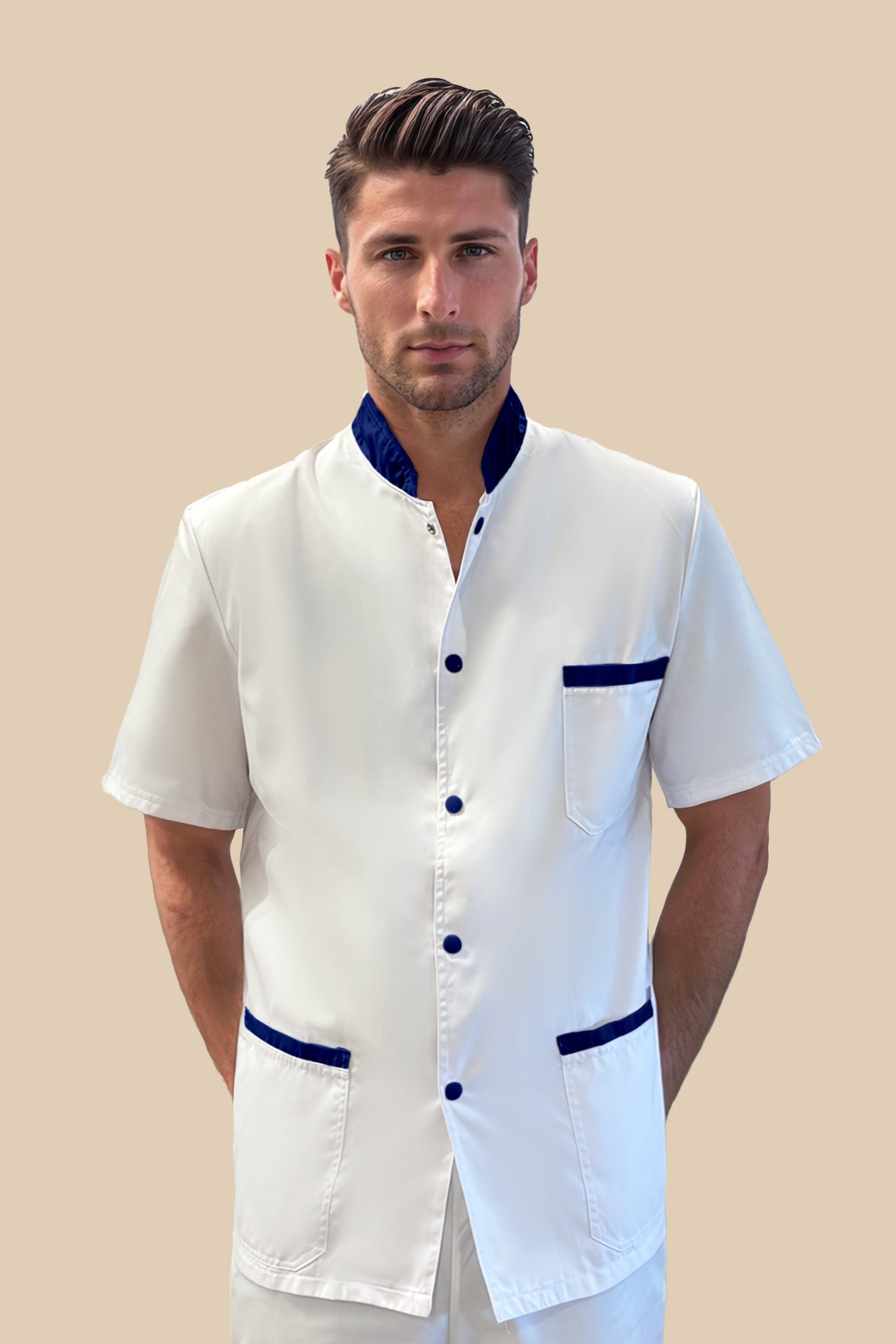 SRC Création Blouse Médicale Blouse médicale homme blanc et marine - ONEGO