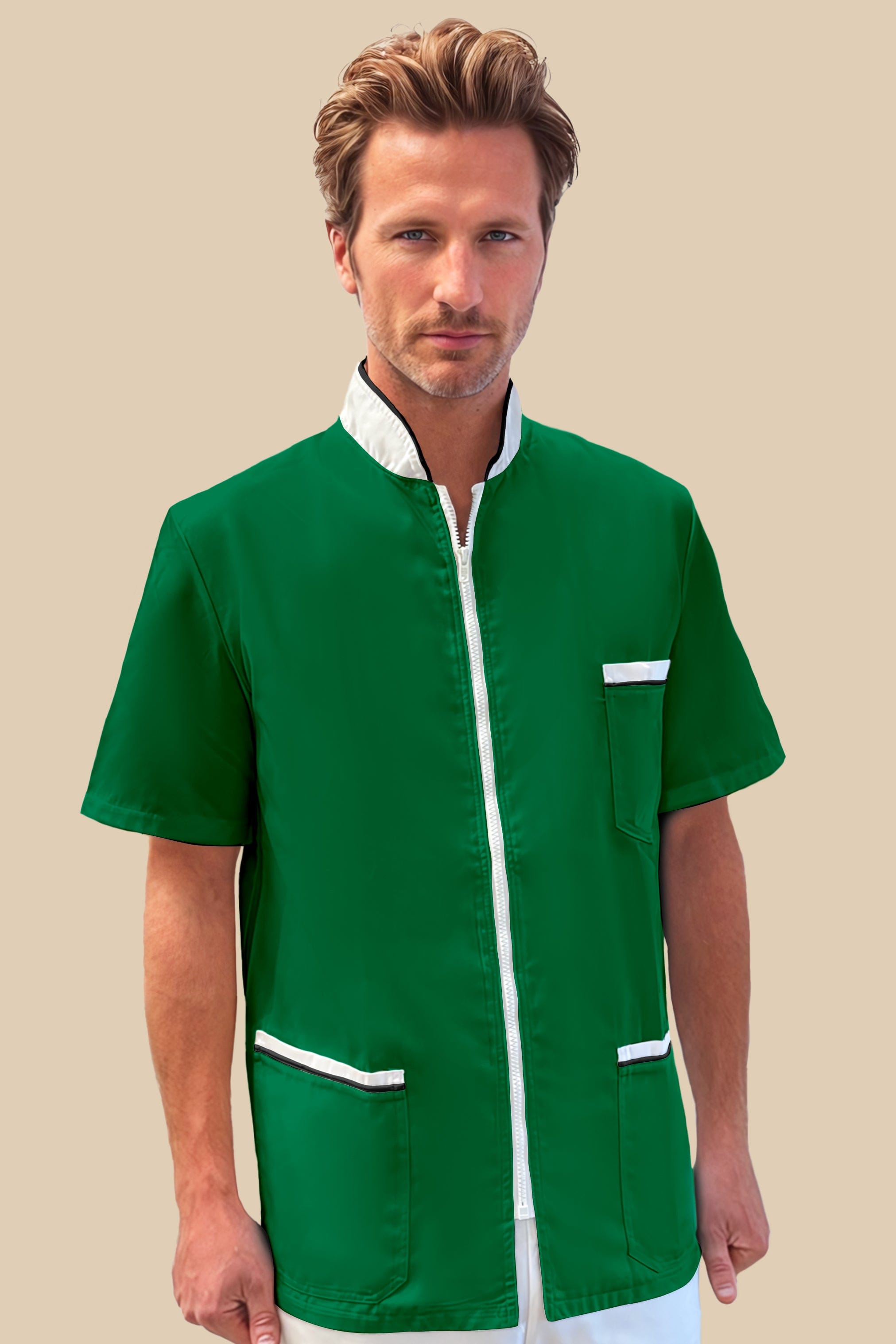 SRC Création Blouse Médicale Blouse médicale vert et blanc homme fermeture éclair - PRESPO