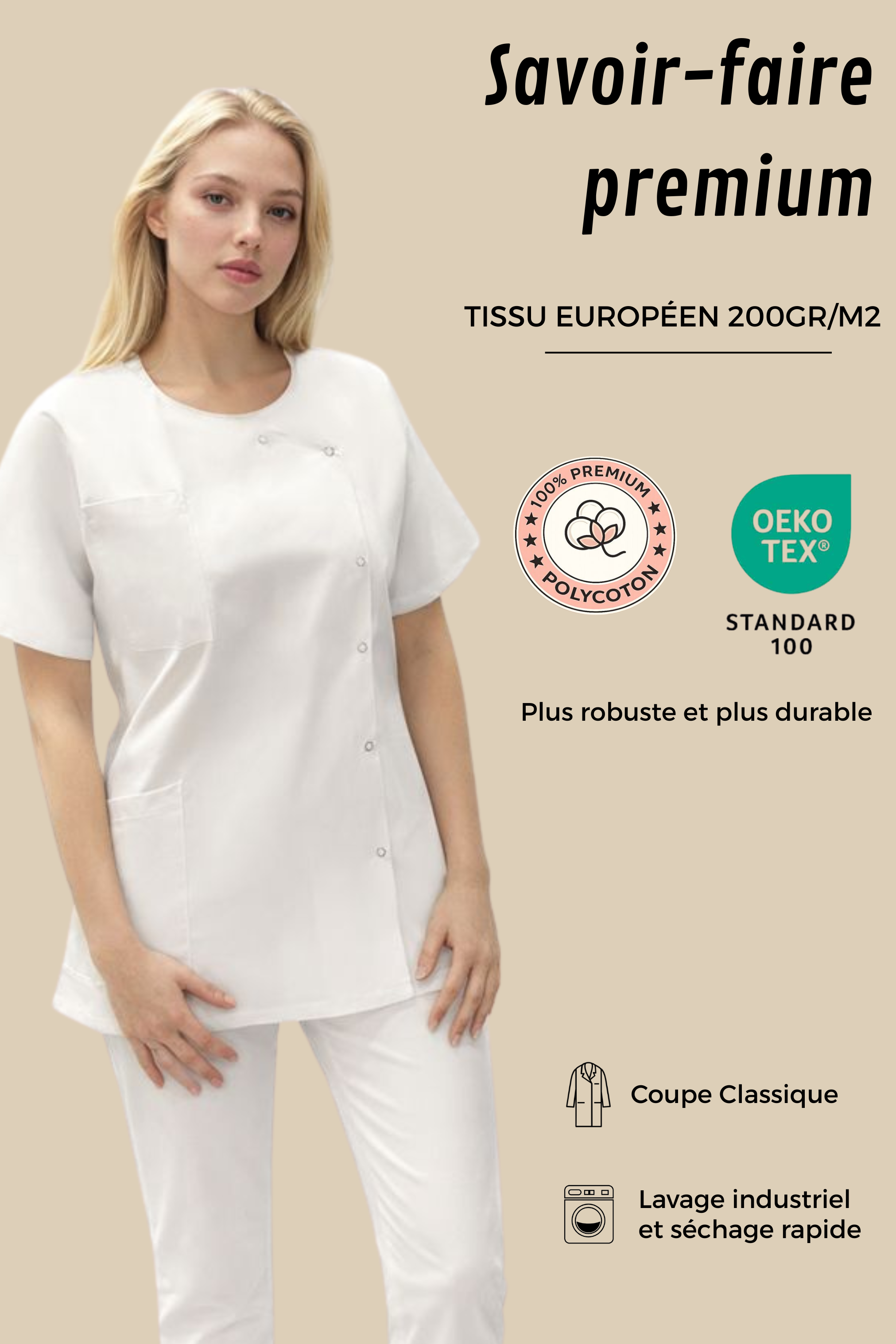 SRC Création Tunique médicale Pack de 3 tuniques médicales femme 1666 + 3 Pantalons 1020