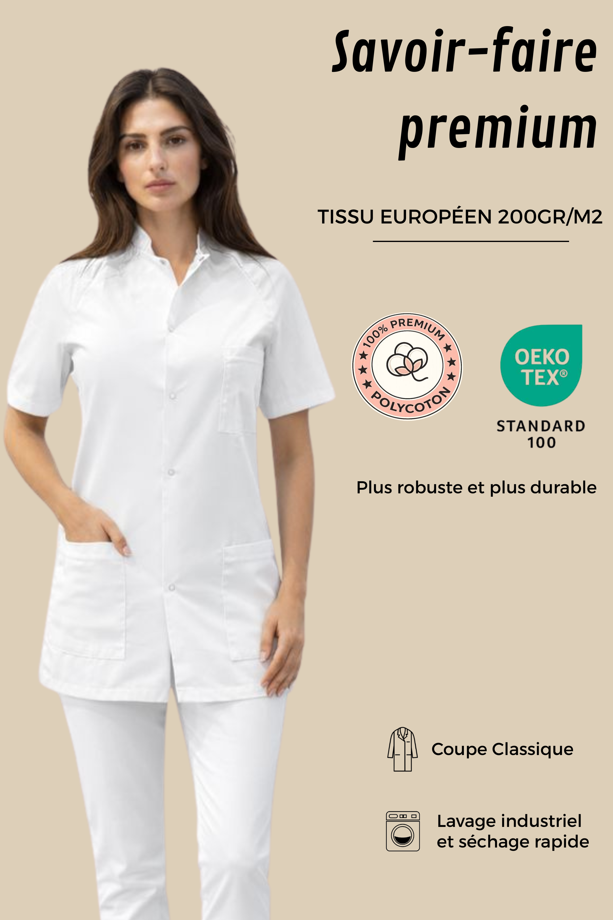 SRC Création Tunique médicale Pack de 3 tuniques médicales Femme blanches - 4642F