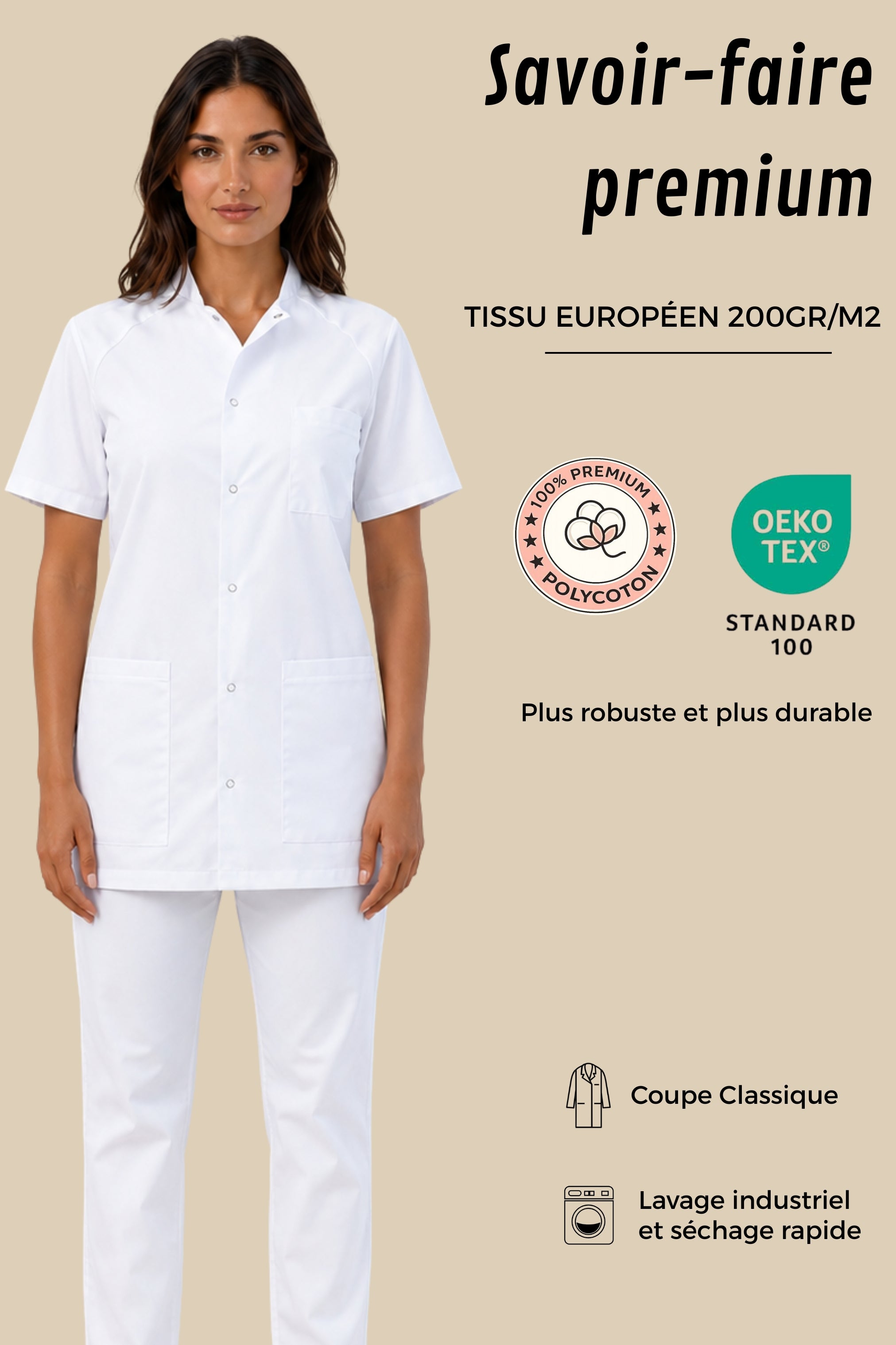 SRC Création Tunique médicale Pack de 5 tuniques médicales Femme blanches - 4642F