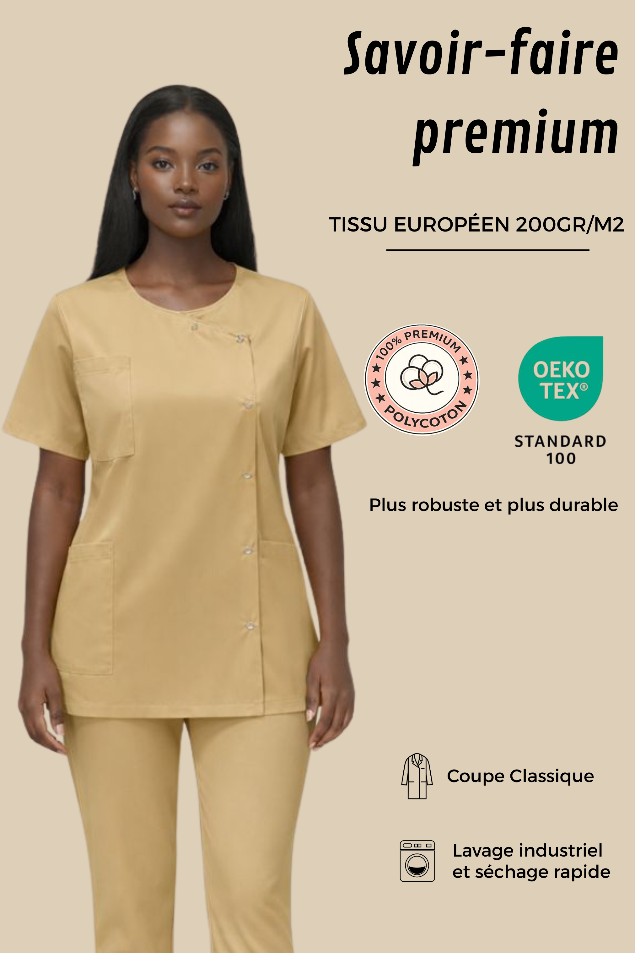 SRC Création Tunique médicale Tunique médicale femme biscuit - 1666