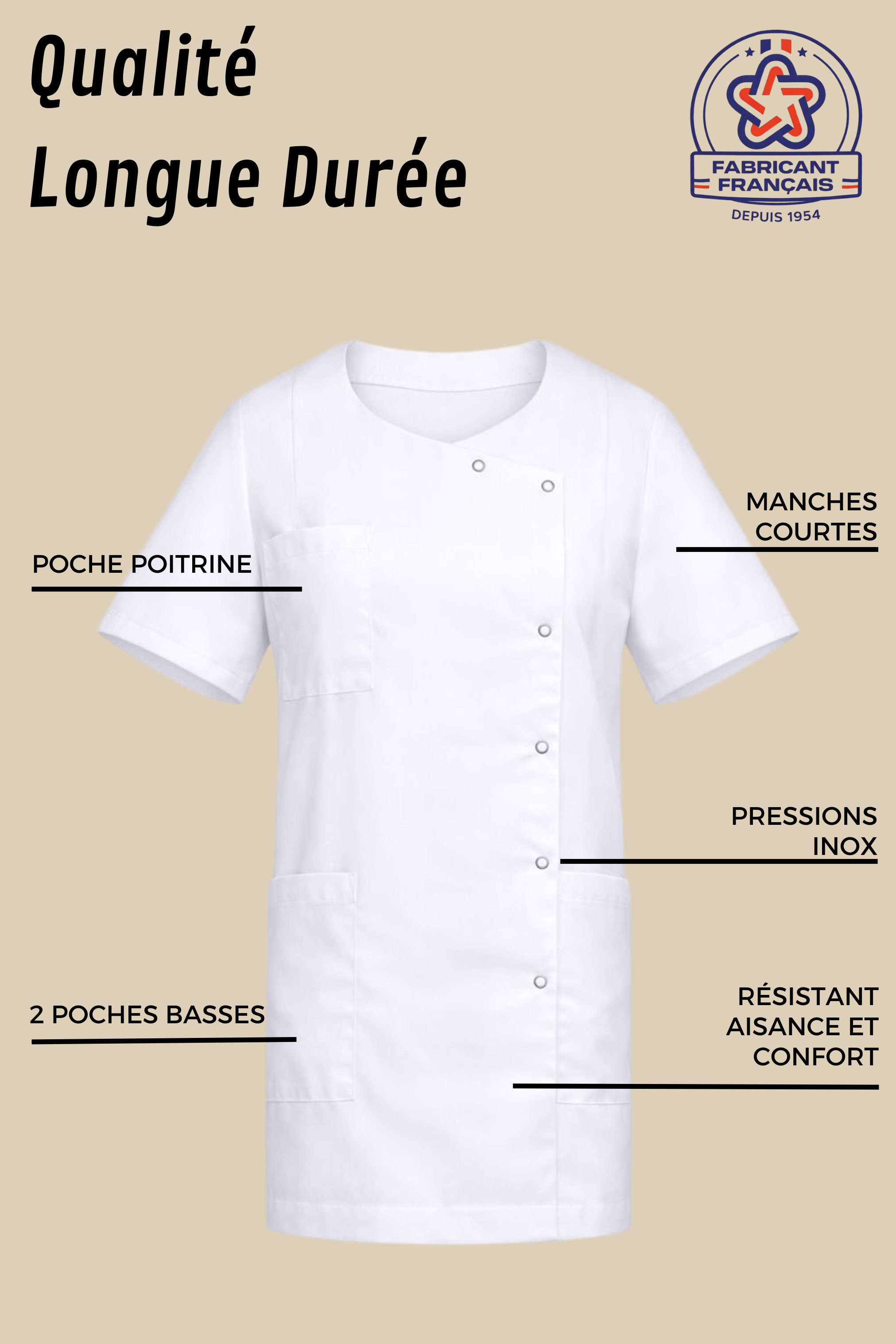 SRC Création Tunique médicale Tunique médicale femme blanche - 1666