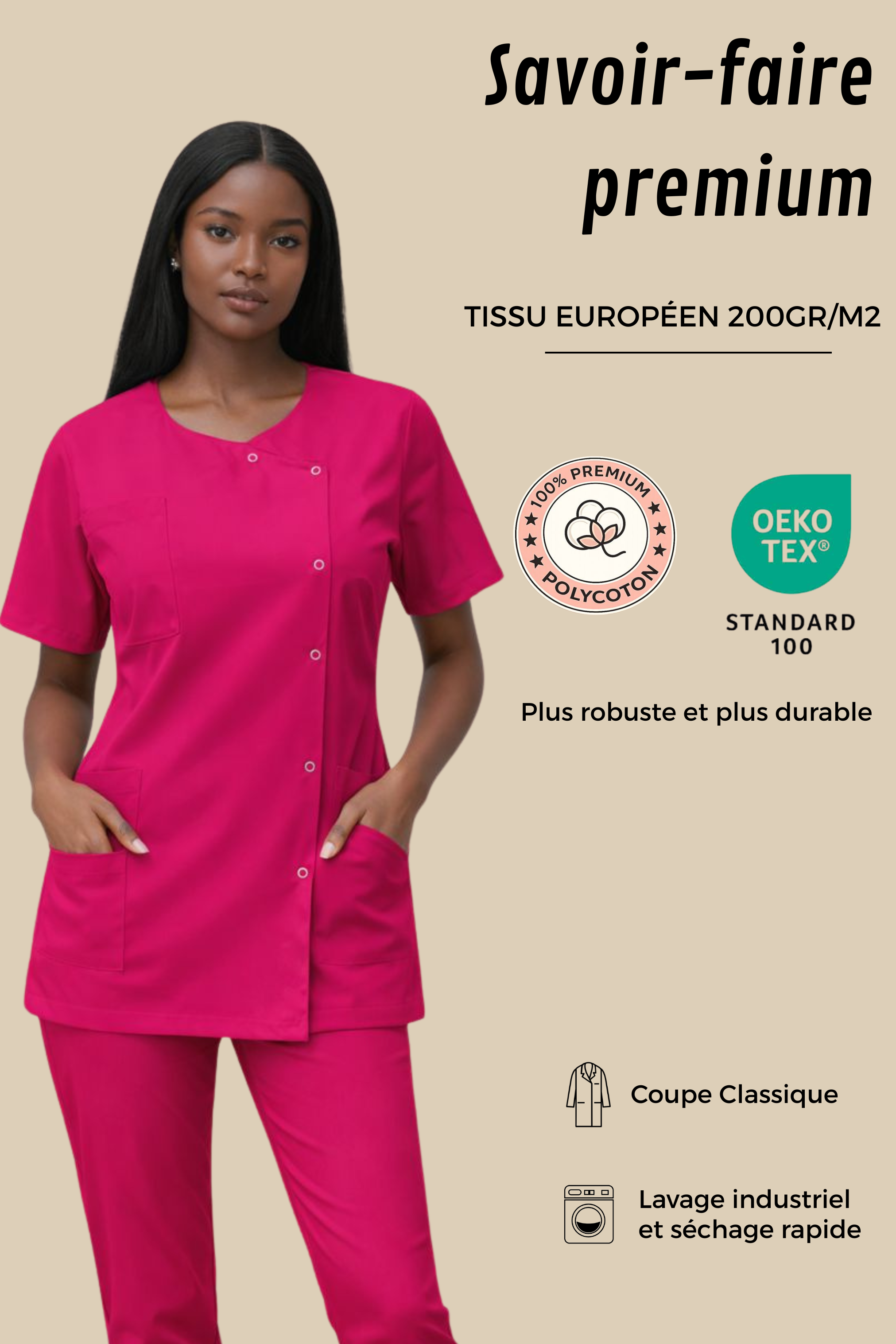 SRC Création Tunique médicale Tunique médicale femme fuchsia - 1666