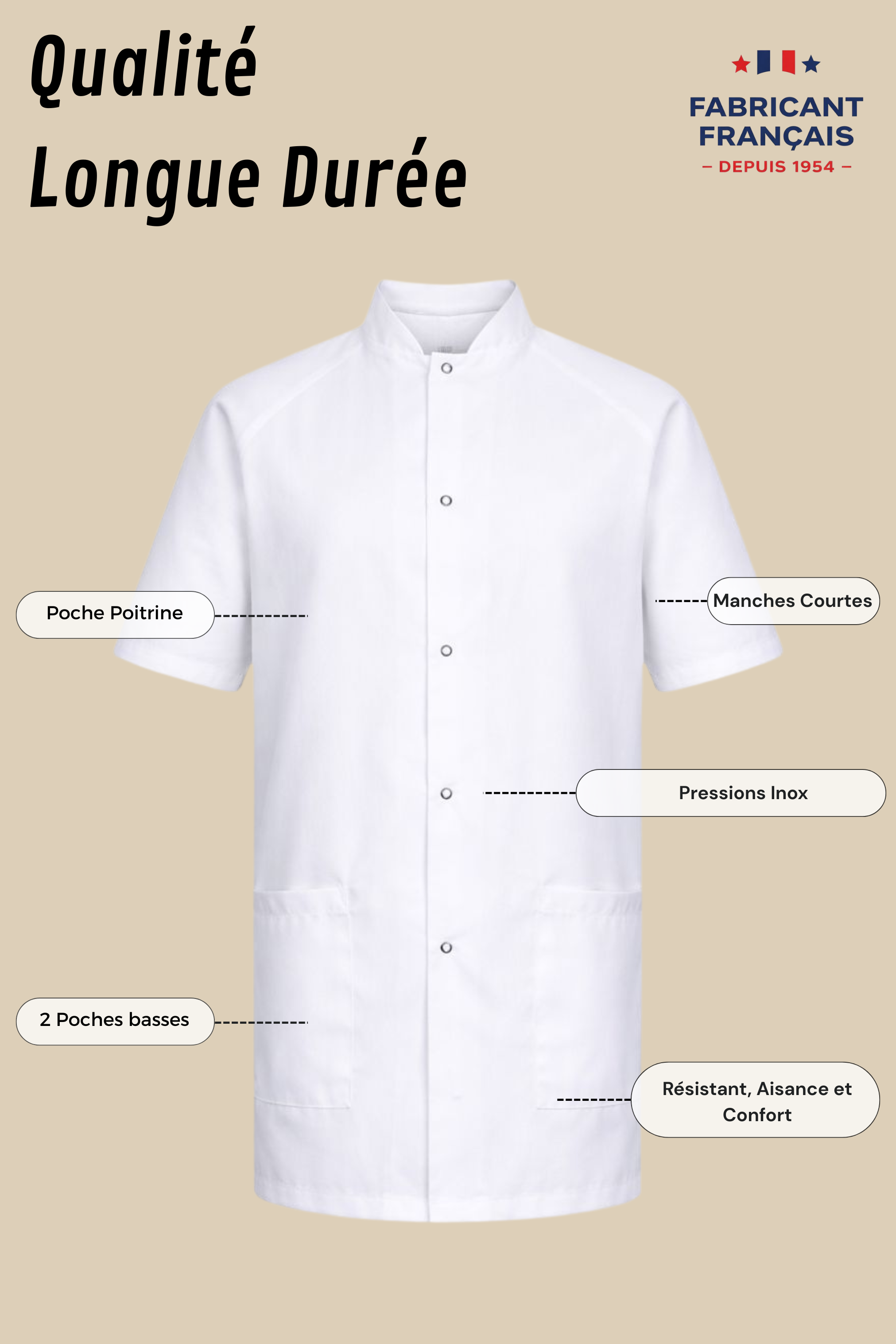 SRC Création Tunique médicale Tunique médicale mixte blanche - 4642