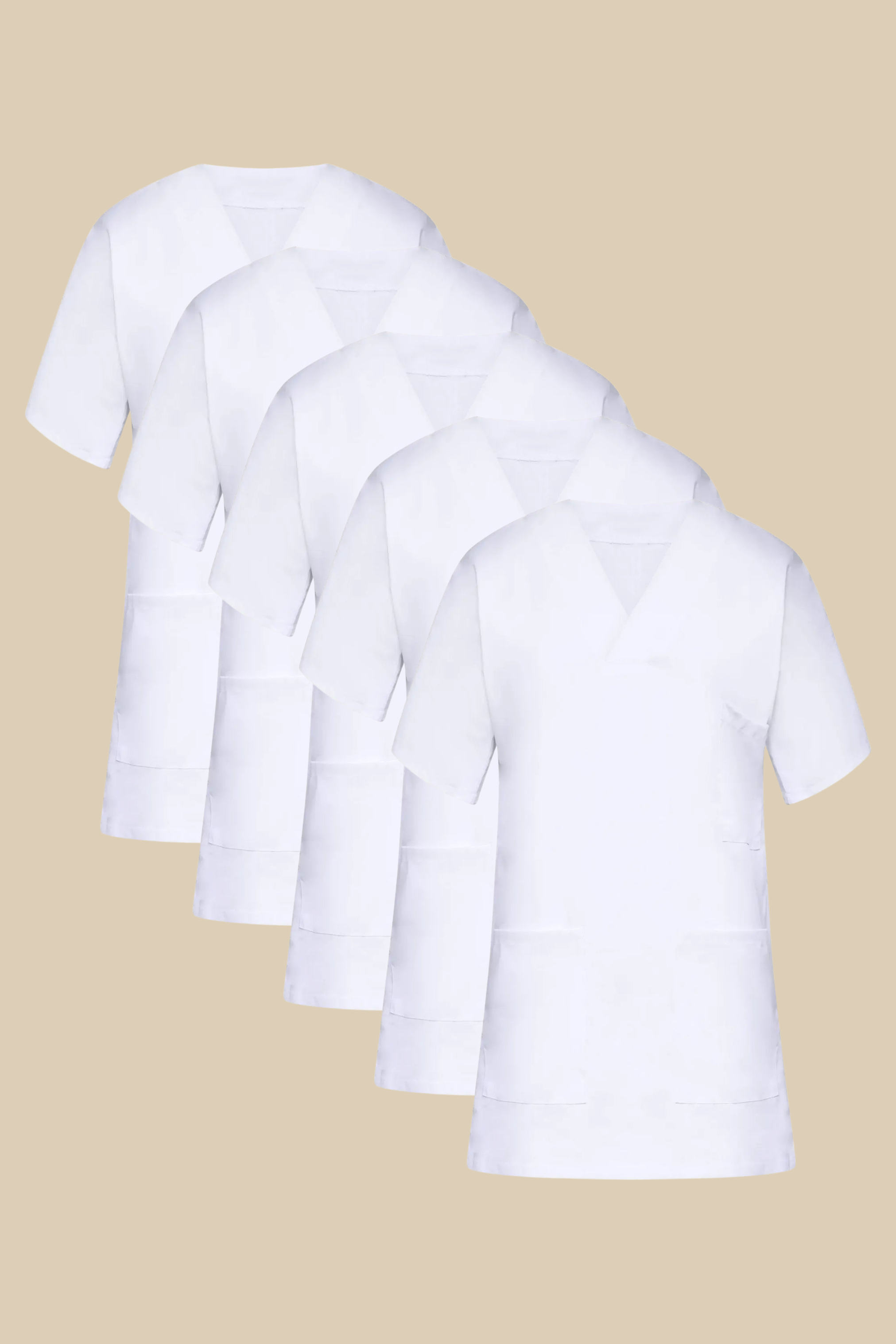Pack de 5 tuniques médicales blanches à col V - 7797