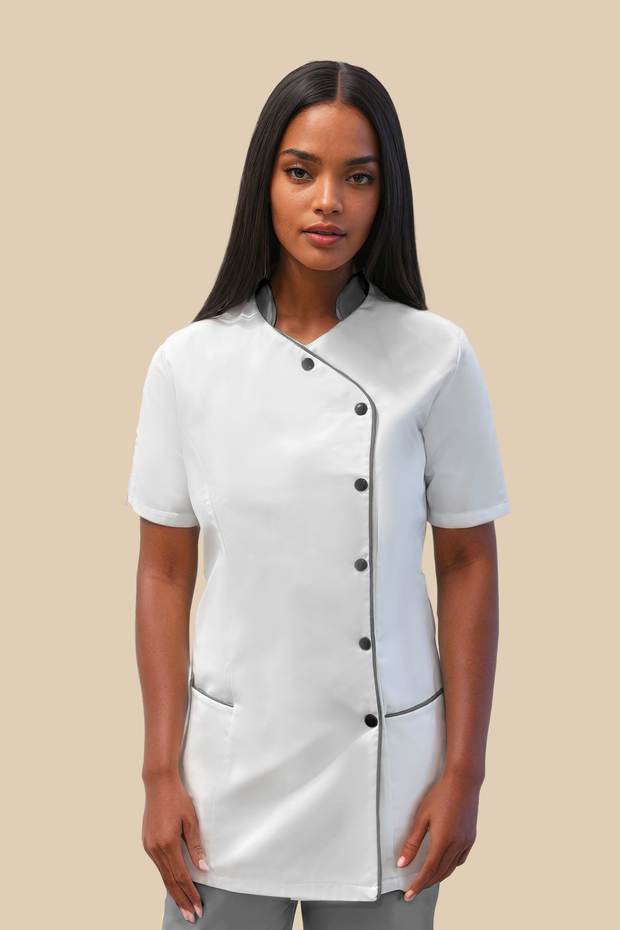 Blouse médicale femme blanc et gris - SILA