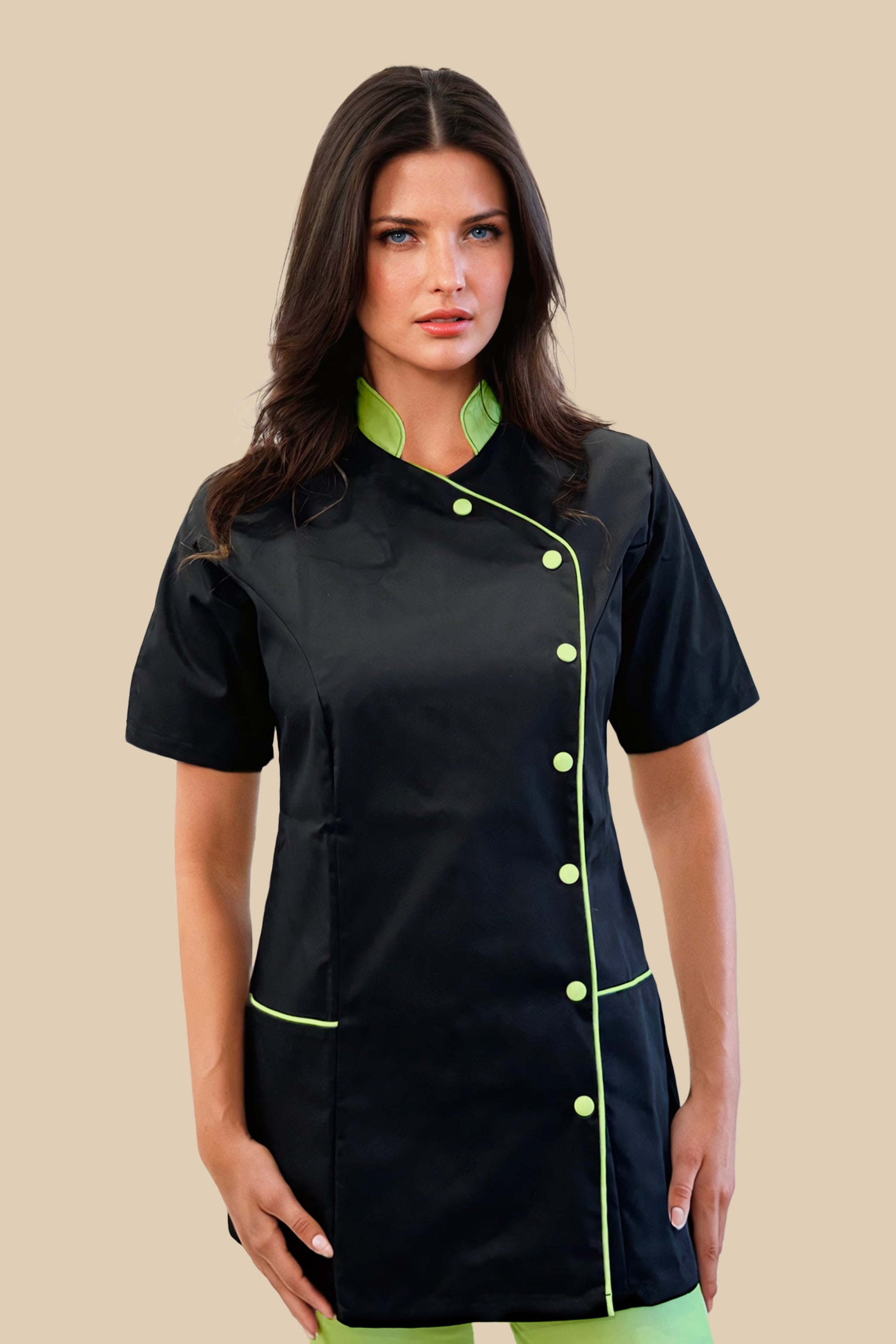 Blouse médicale femme noir et anis - SILA
