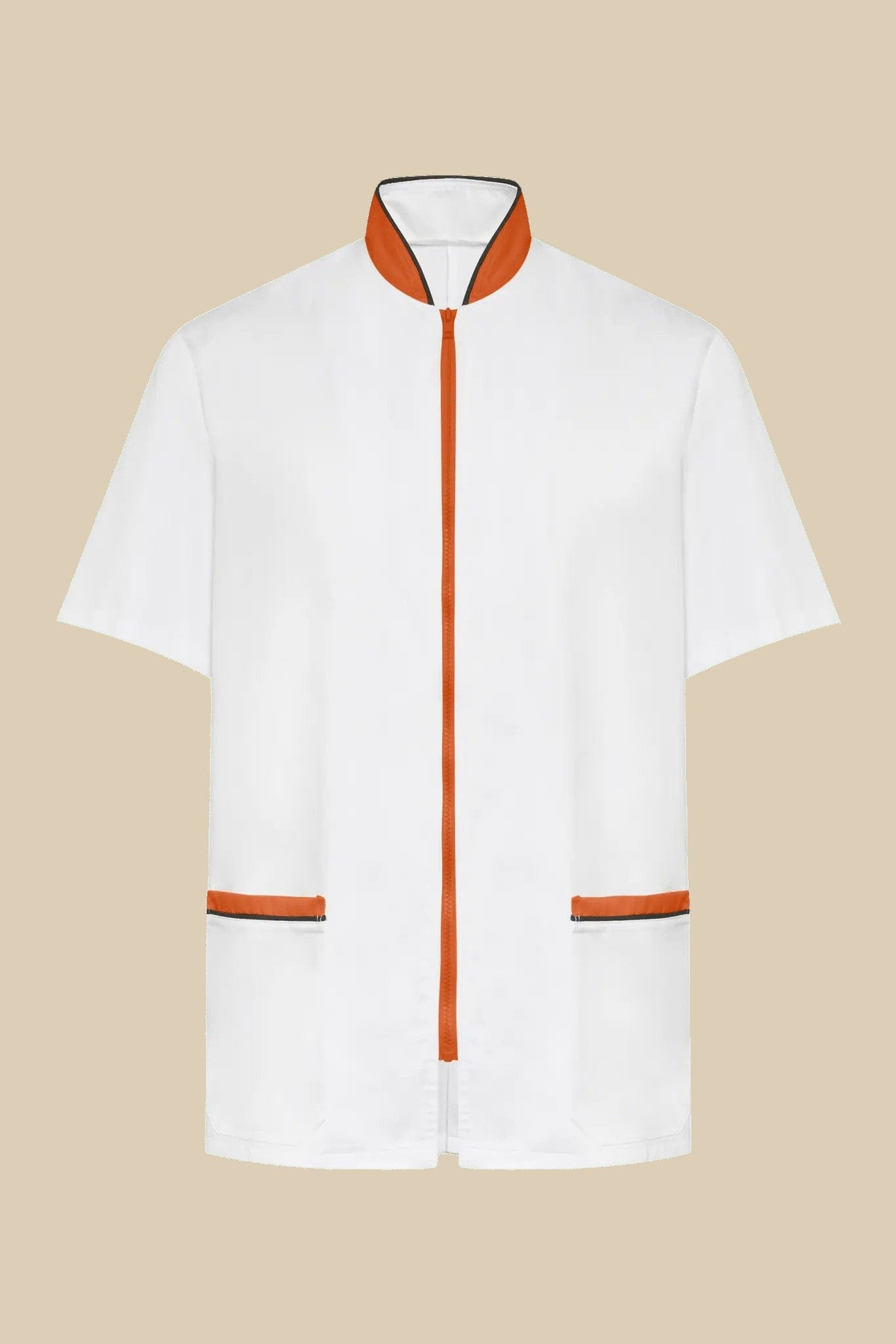 SRC Création Blouse Médicale Blouse médicale blanc et orange homme fermeture éclair - PRESPO