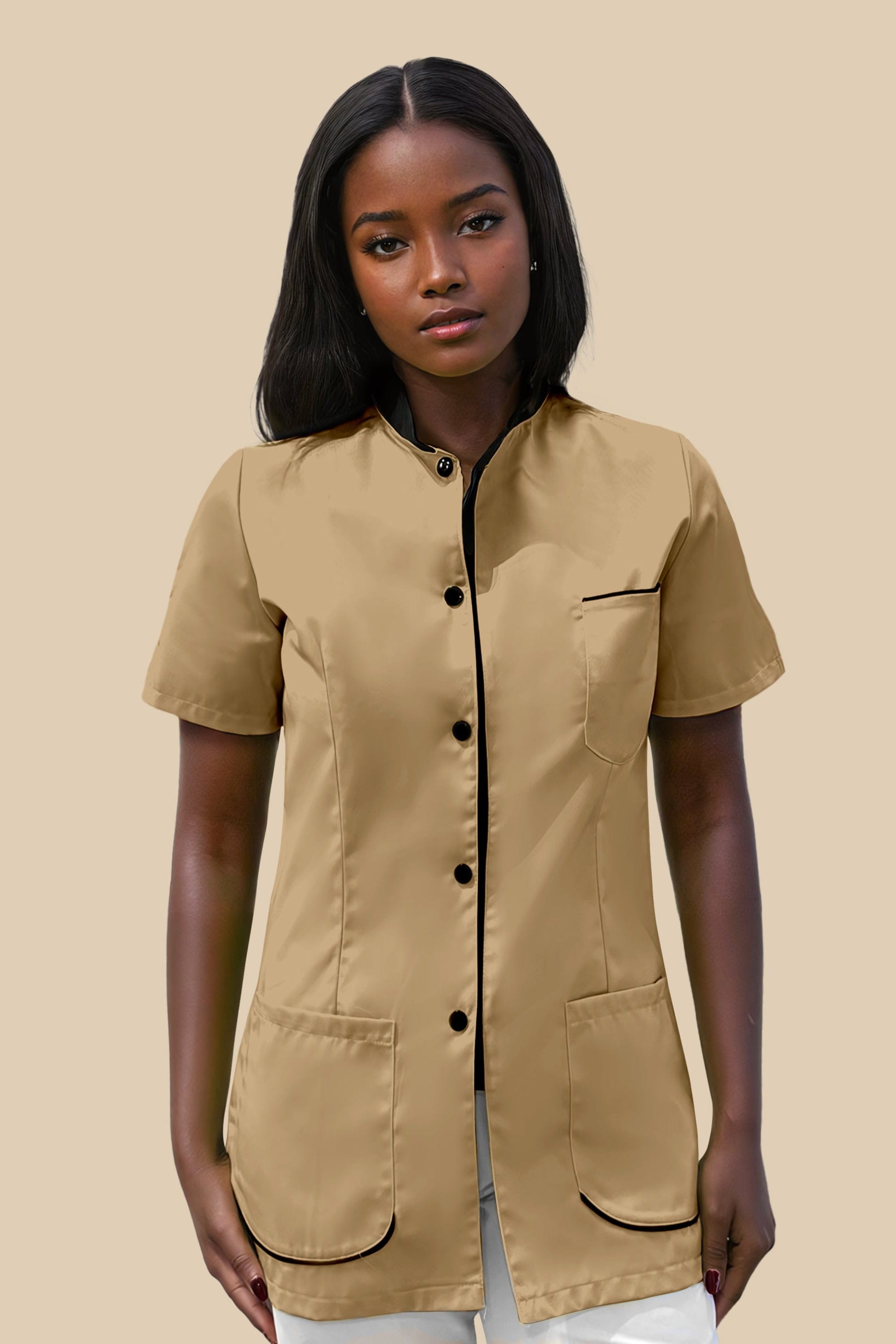 SRC Création Blouse Médicale Blouse médicale femme biscuit et noir - SAANA