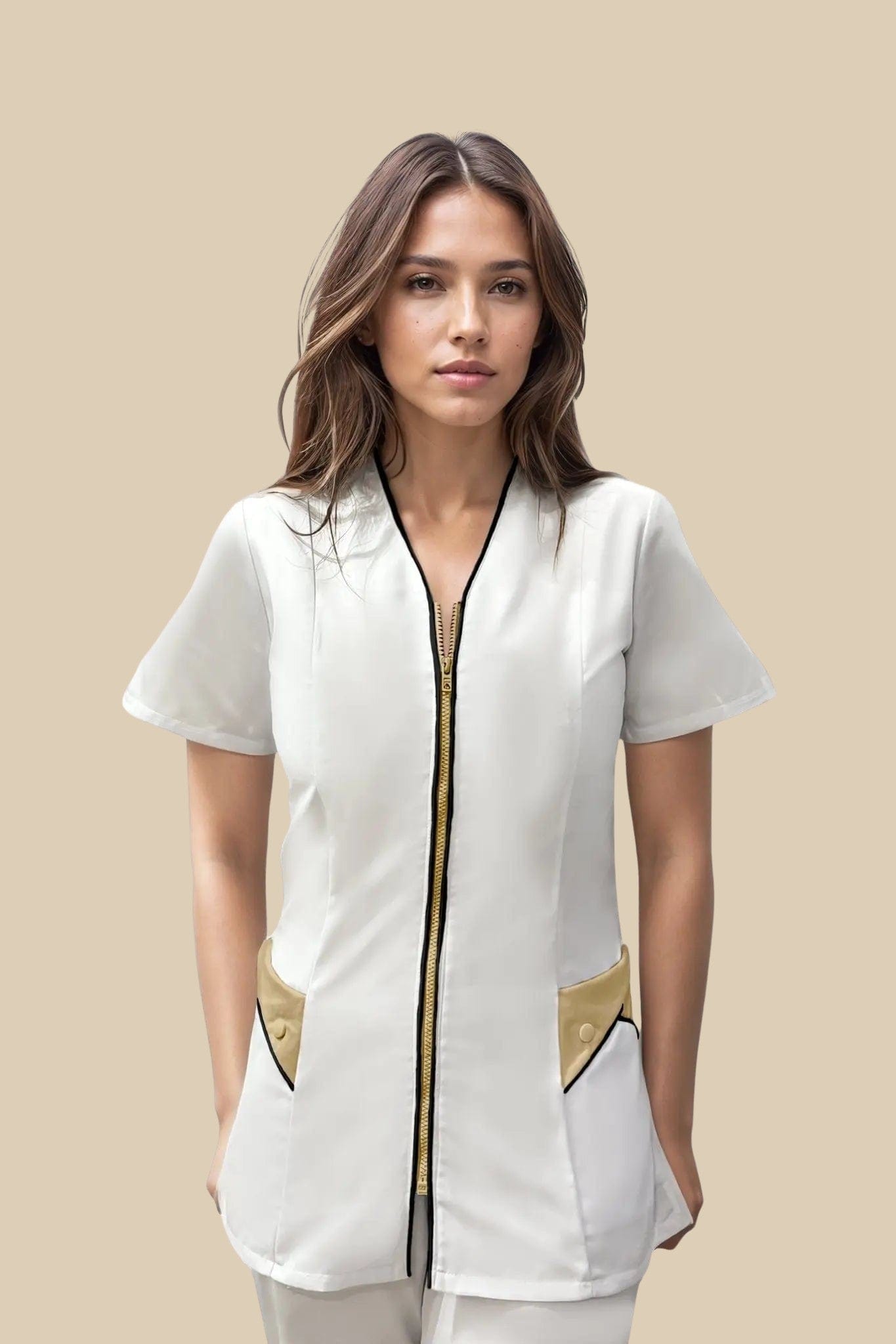 SRC Création Blouse Médicale Blouse médicale femme blanc et biscuit - NOLA