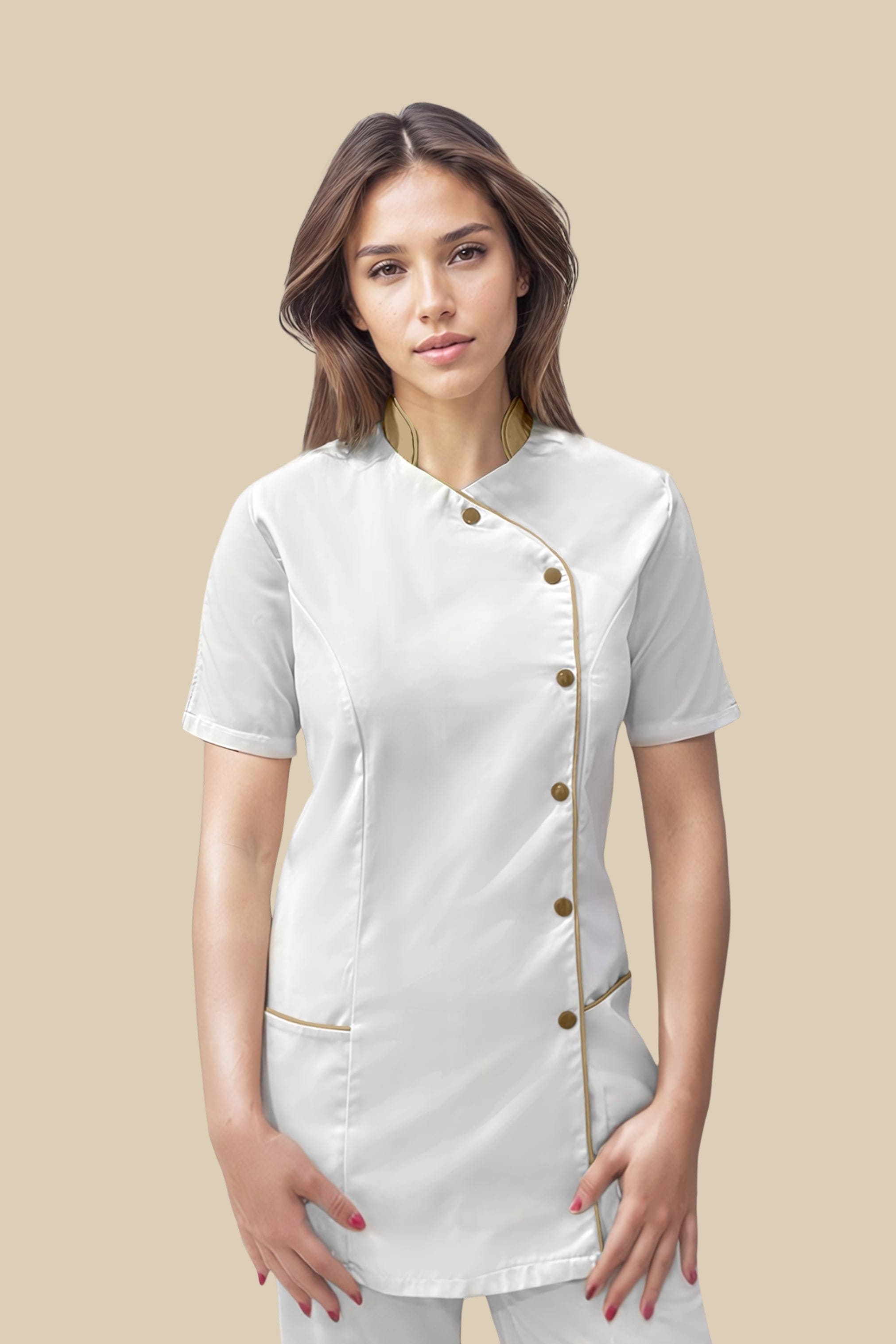 SRC Création Blouse Médicale Blouse médicale femme blanc et biscuit - SILA