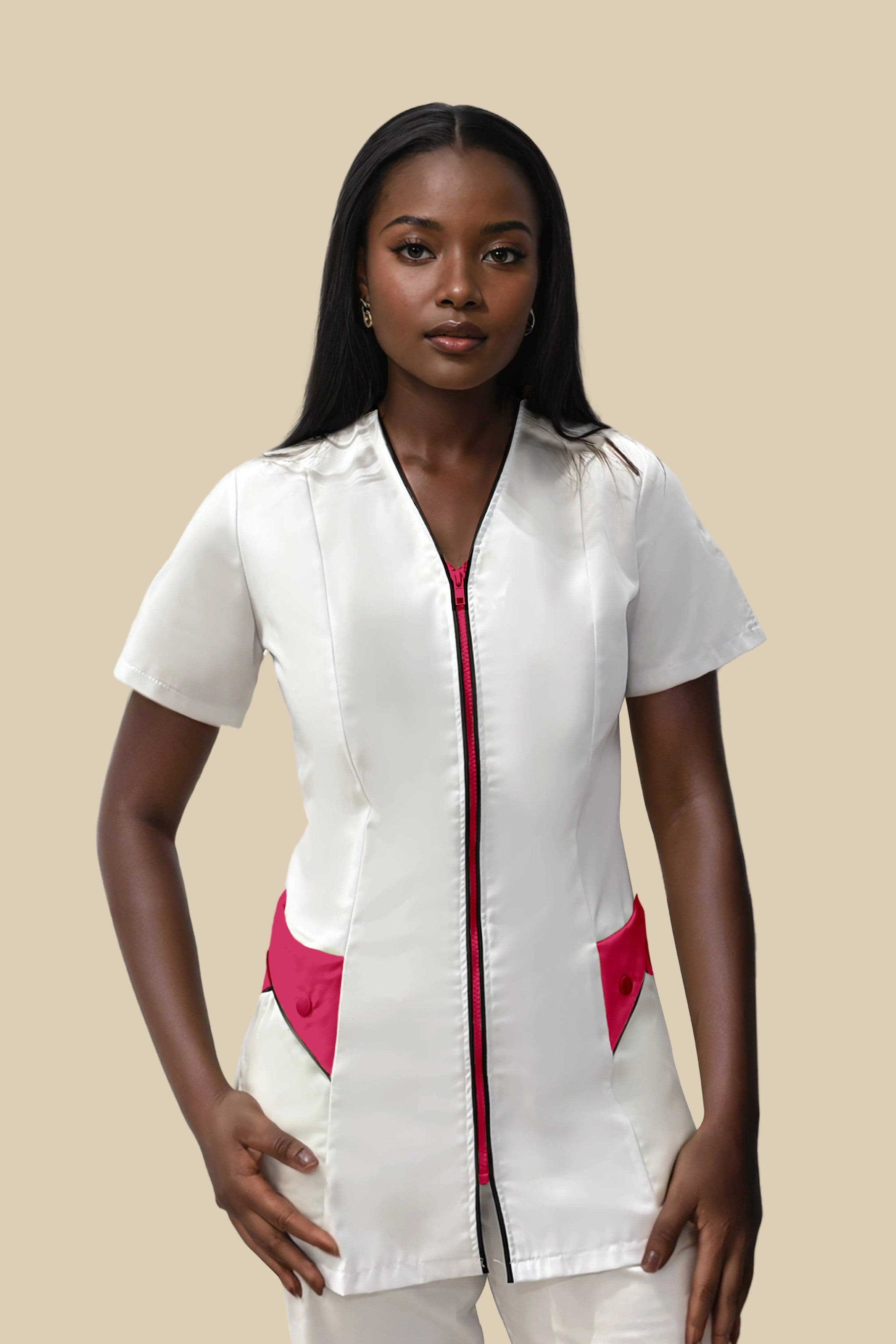 SRC Création Blouse Médicale Blouse médicale femme blanc et fuchsia - NOLA