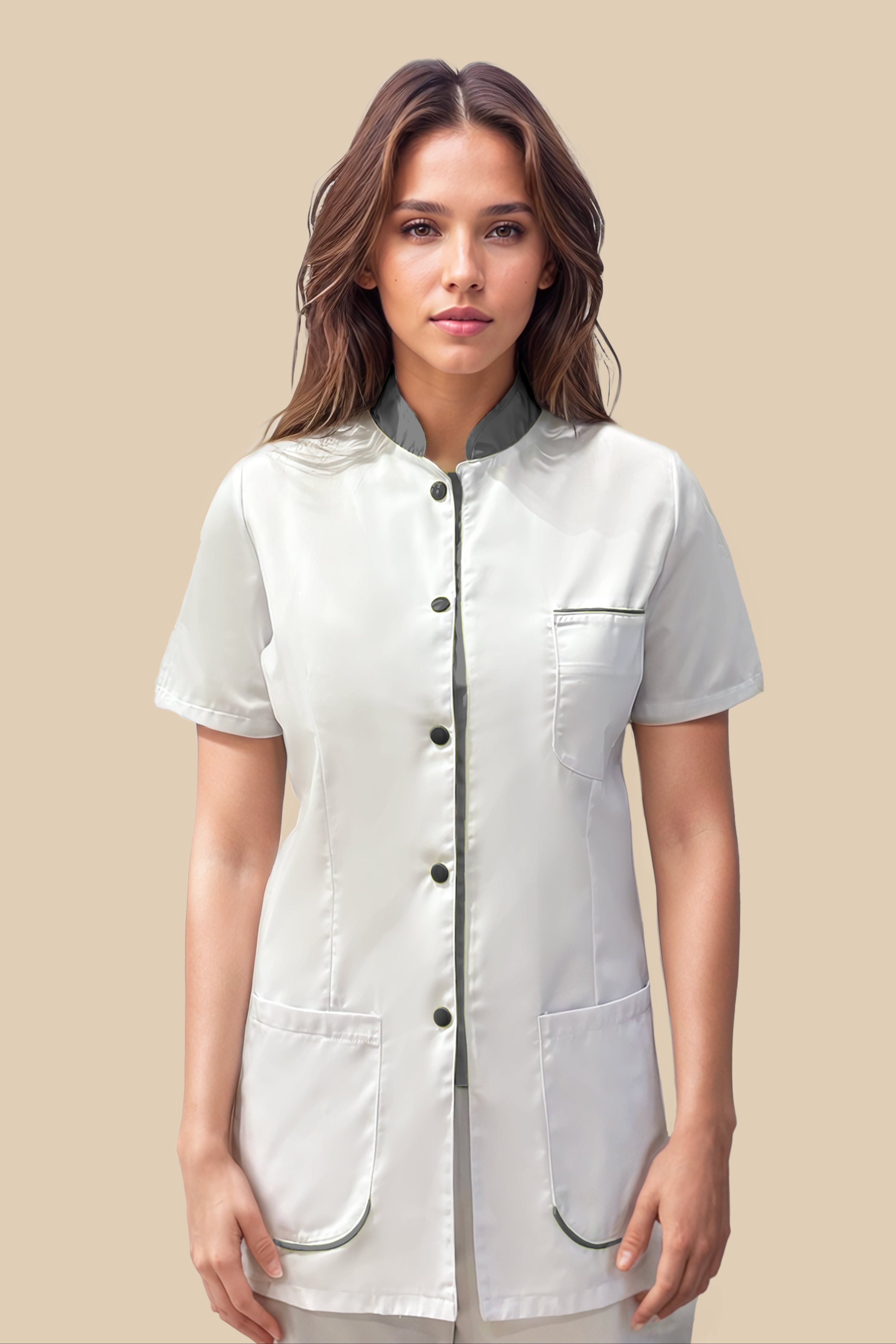 SRC Création Blouse Médicale Blouse médicale femme blanc et gris - SAANA