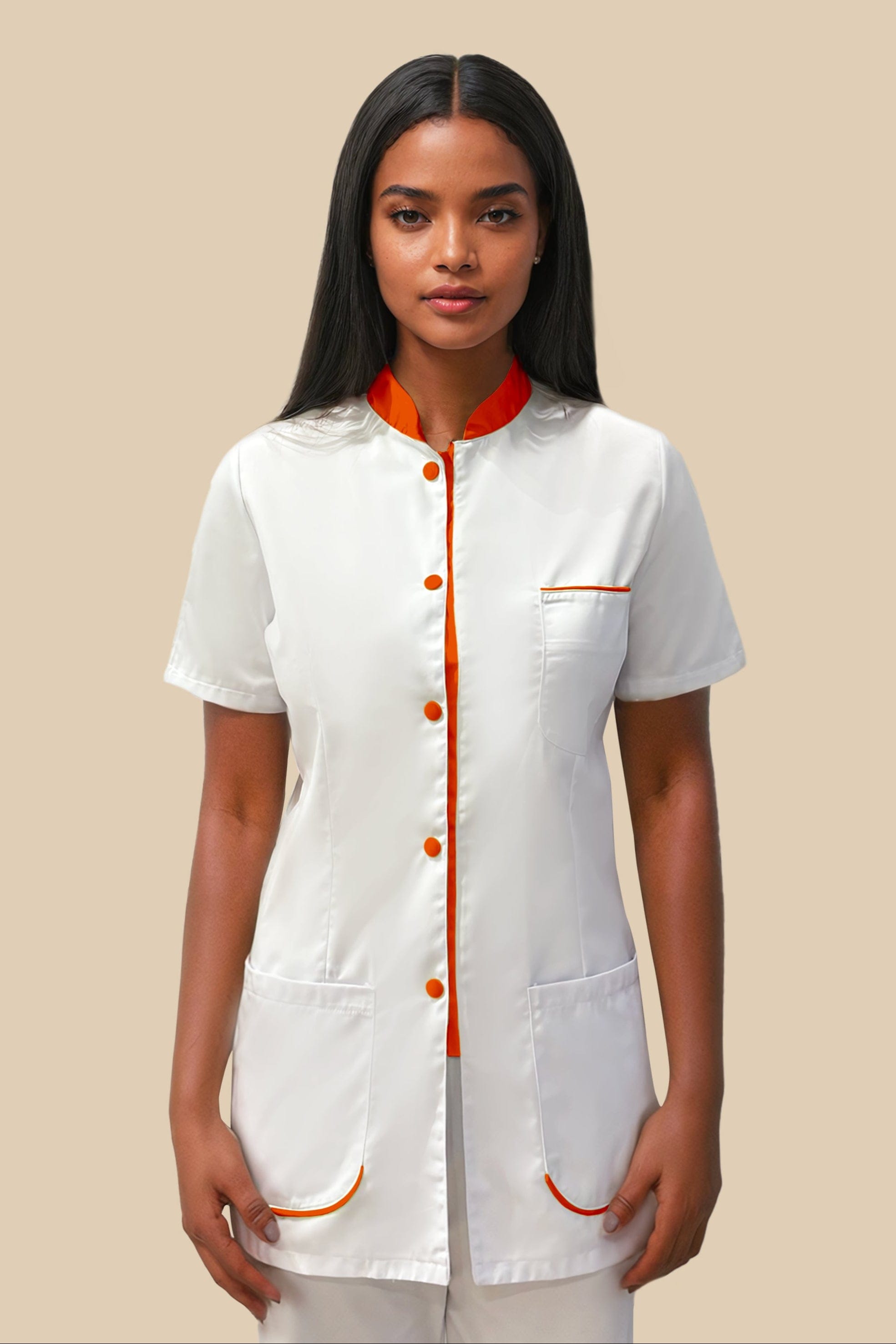 SRC Création Blouse Médicale Blouse médicale femme blanc et orange - SAANA